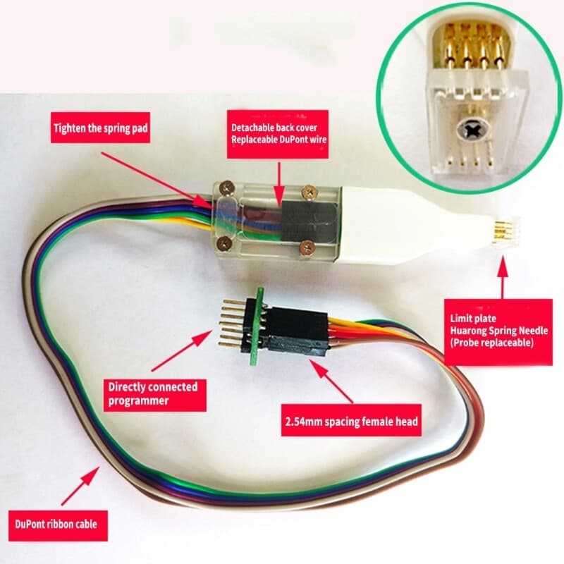 SOP8 150mil Connectors Test Clip Cable 4.4mm Space For EEPROM Programming NEW 2