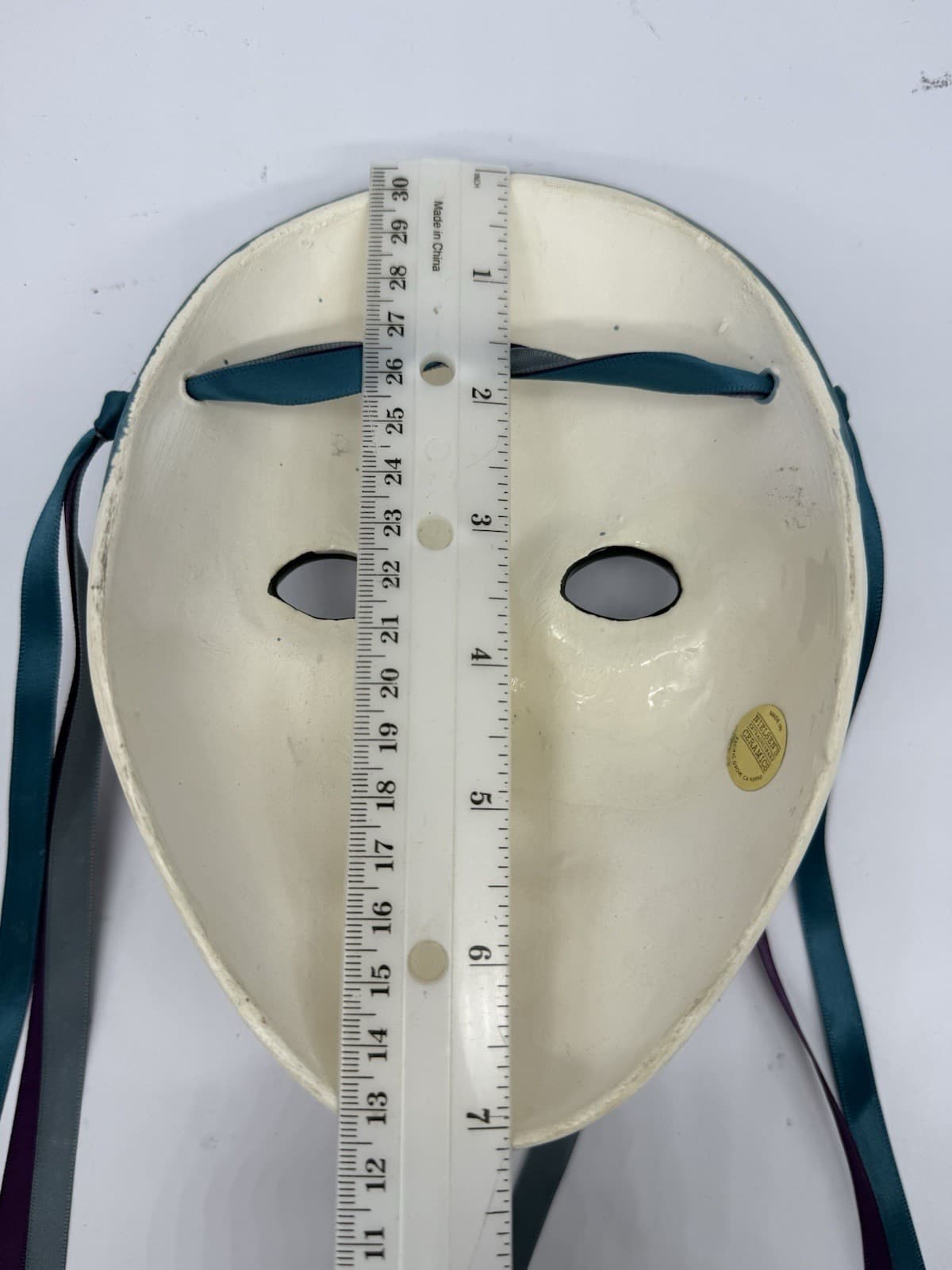 Nielsen's Extraordinary Ceramics Harlequin Face Mask Mardi Gras Clown 7” x 5” 5