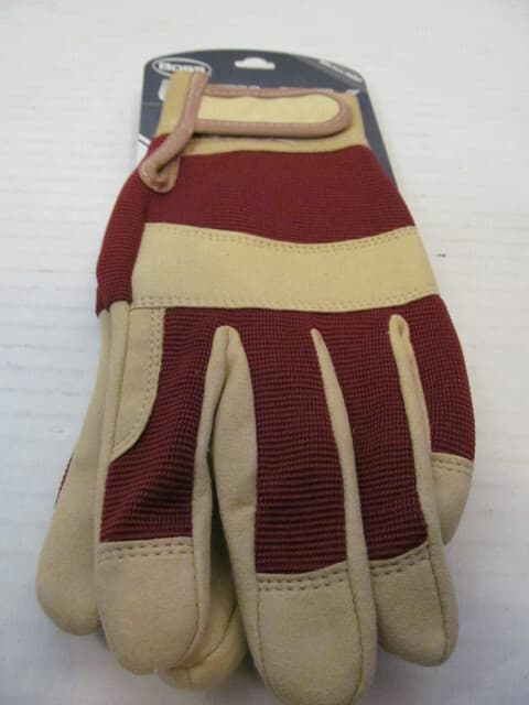 Westchester Womens Boss Utility Work/Garden Gloves, Tan/Red, Size S/M or M/L 4