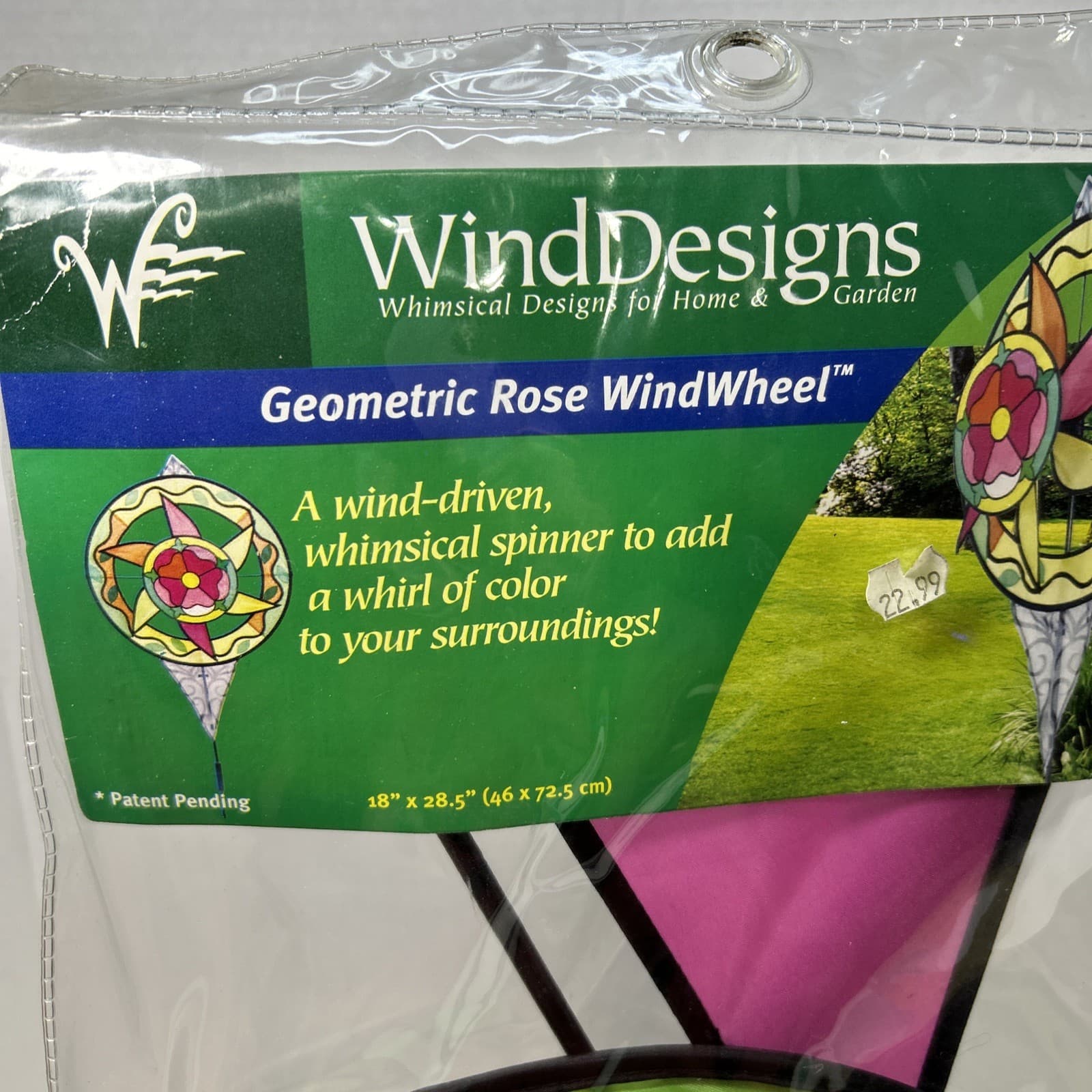 Wind Designs GEOMETRIC ROSE WINDWHEEL Garden Spinner Stake Yard Flag USA 2006  2