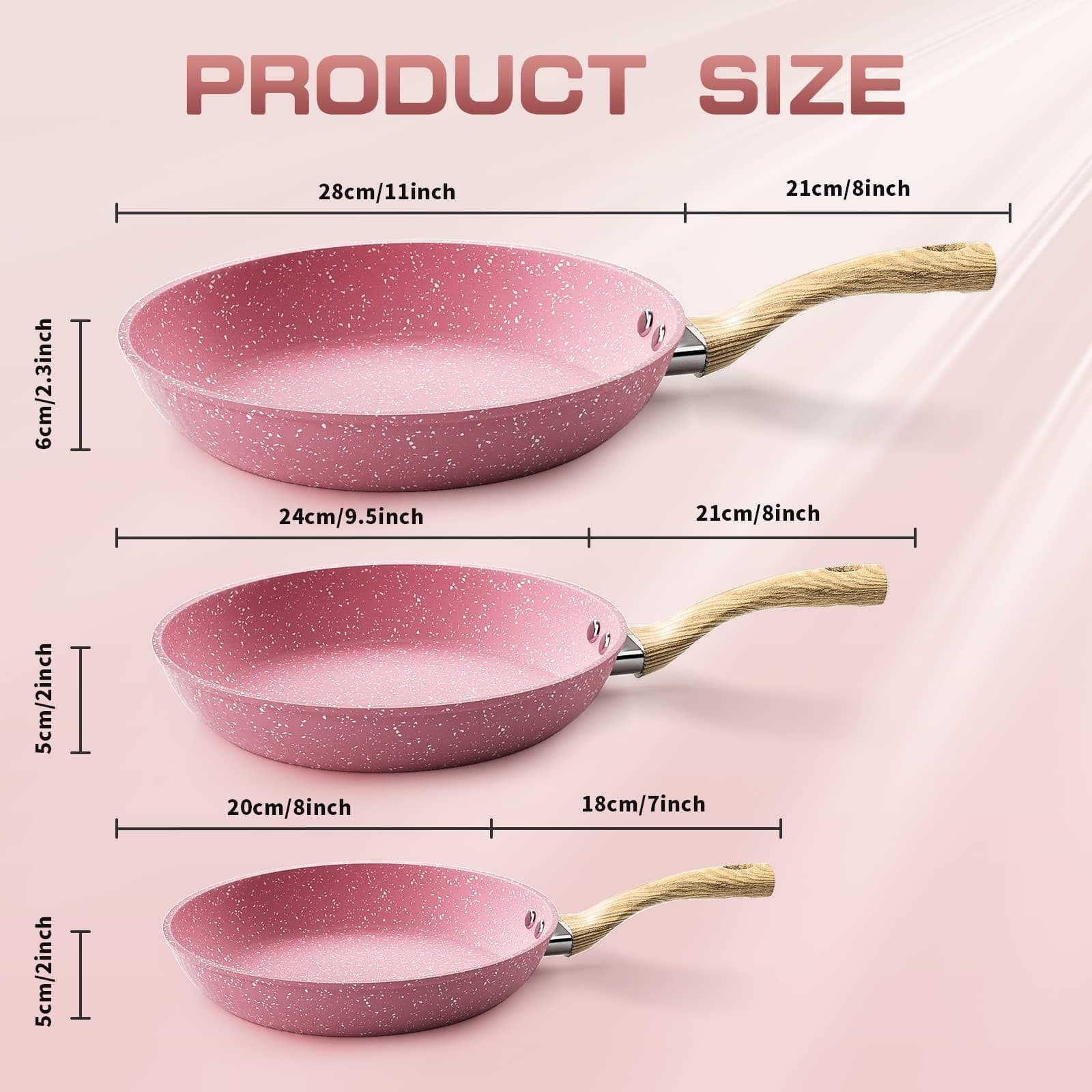8-Inch Pink Nonstick Egg Pan, PFOA-Free Stone Cookware Skillet, Induction Com... 6
