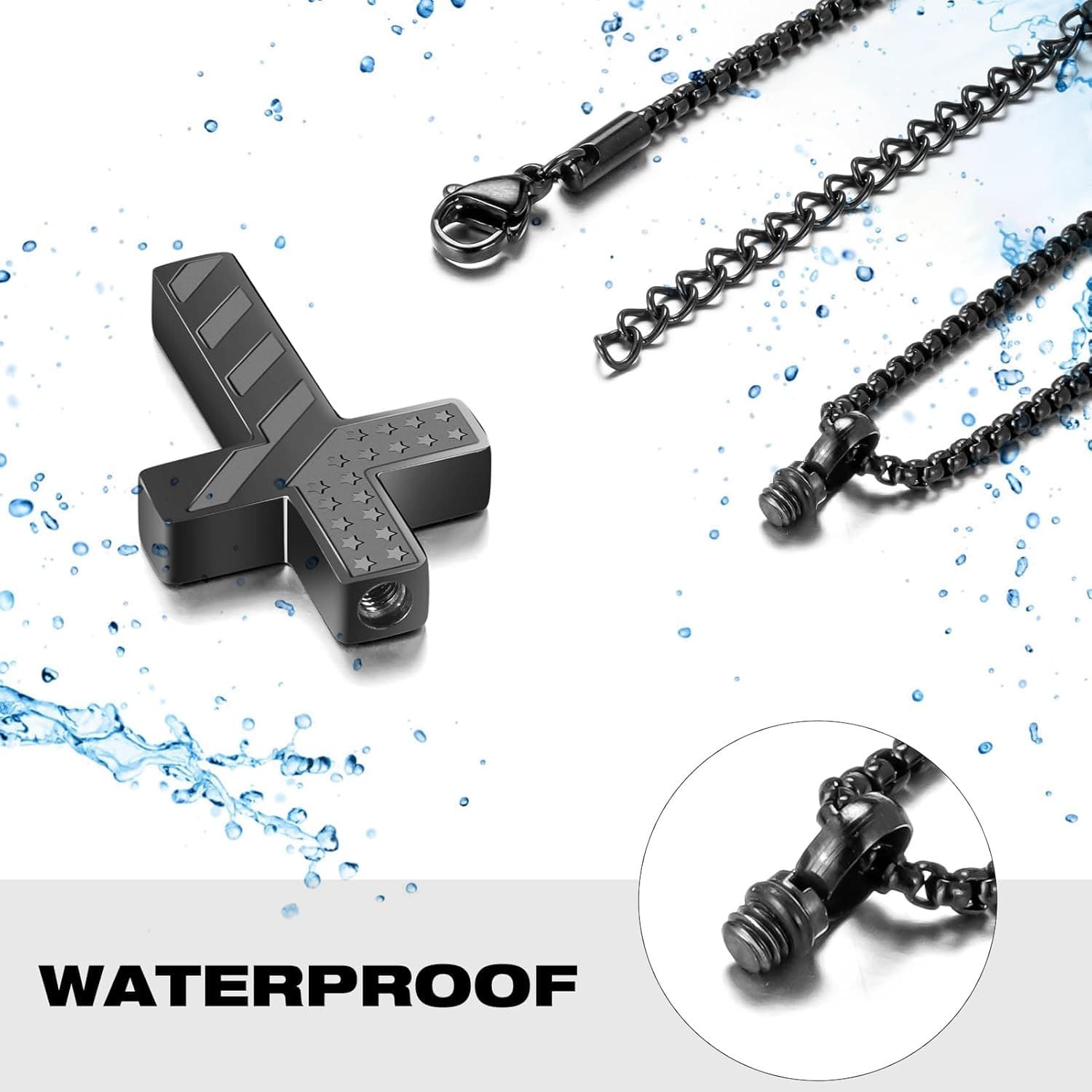 Cross Cremation Jewelry Flag Urn Ashes Necklace for Women Men Cremation Ash Pend 3