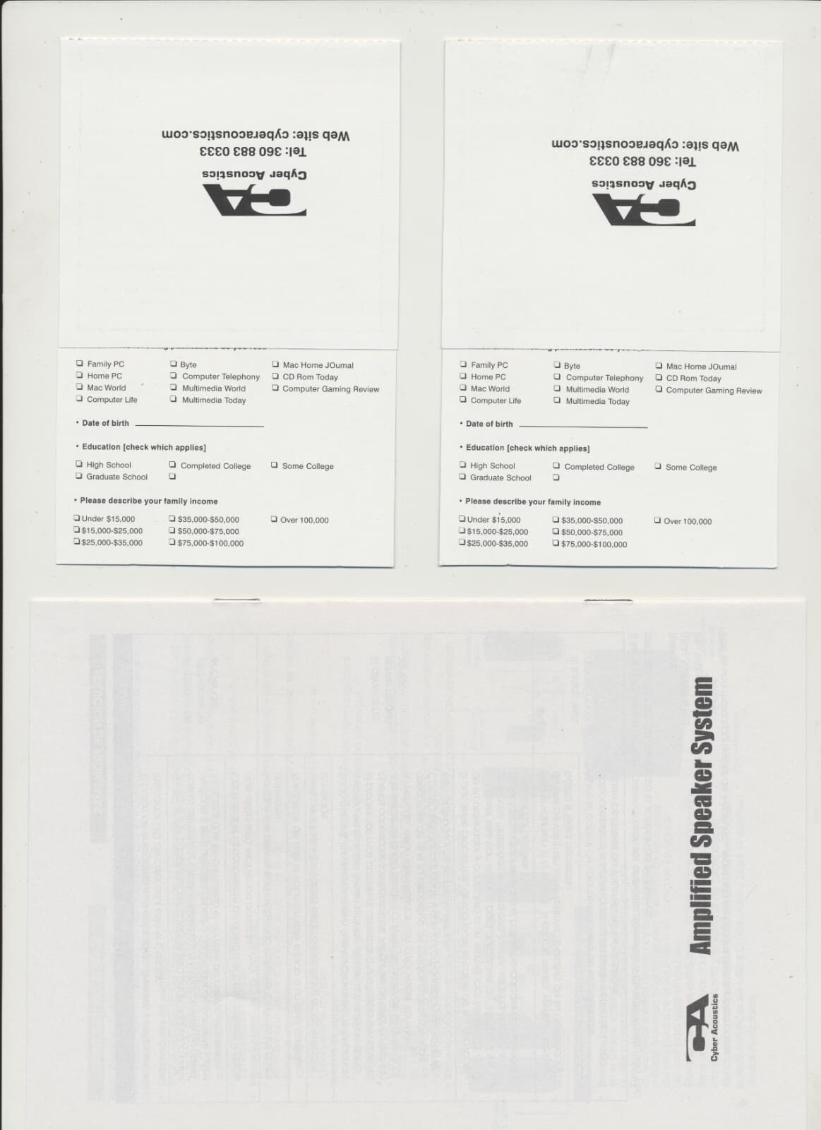 Cyber Acoustics CA-2014 Amplified Speaker System - Owner's Guide Only 2