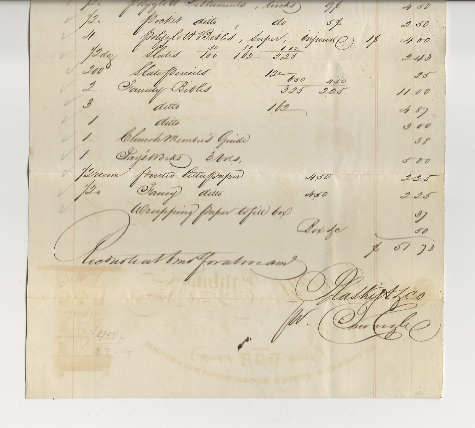 SUPER Orig. 1833 Graphic Billhead - WHOLESALE BOOK STORE & BIBLE WAREHOUSE, Balt 3