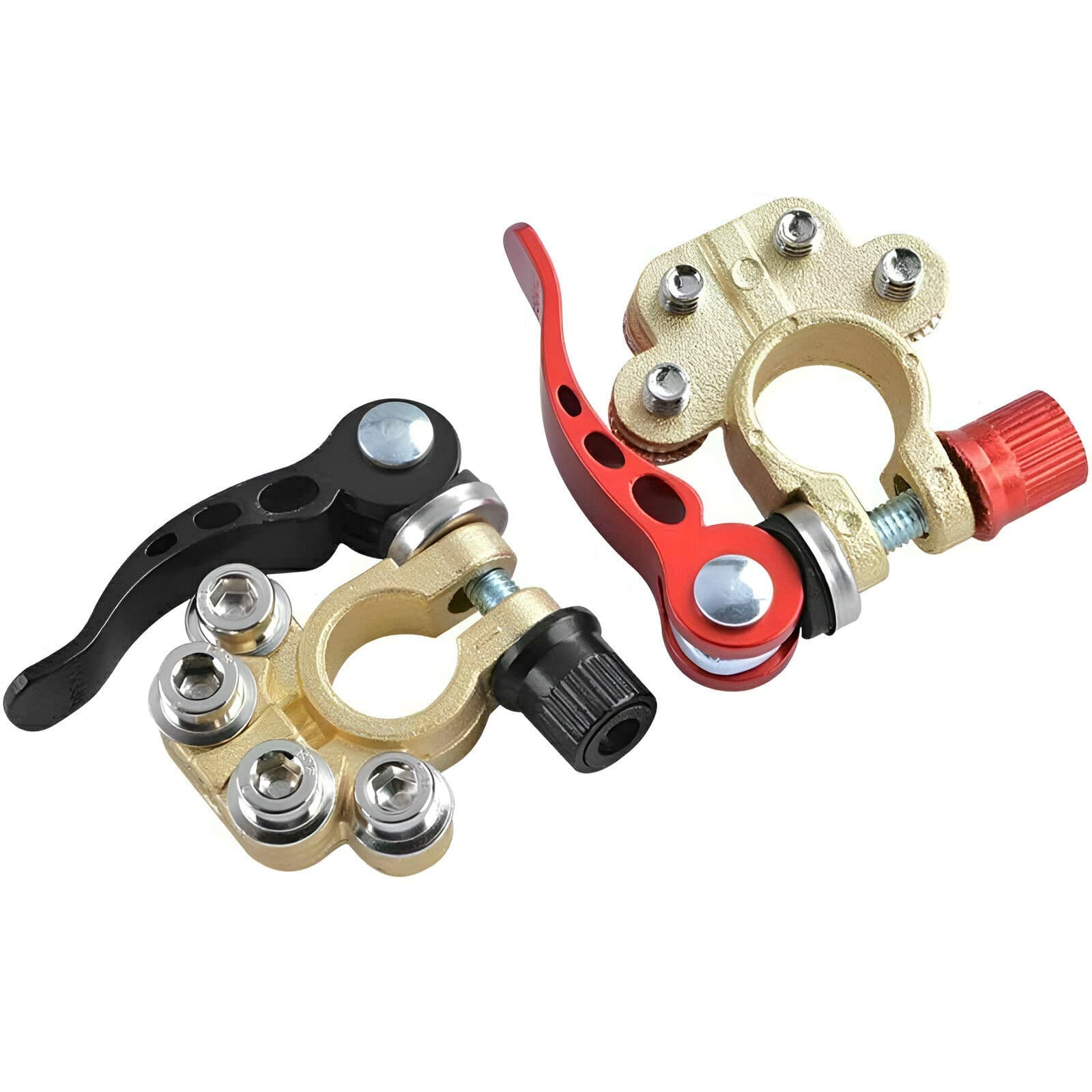 2PCS 4 Way Car Battery Terminal Clamp Connectors Quick Release Disconnect Tool 5