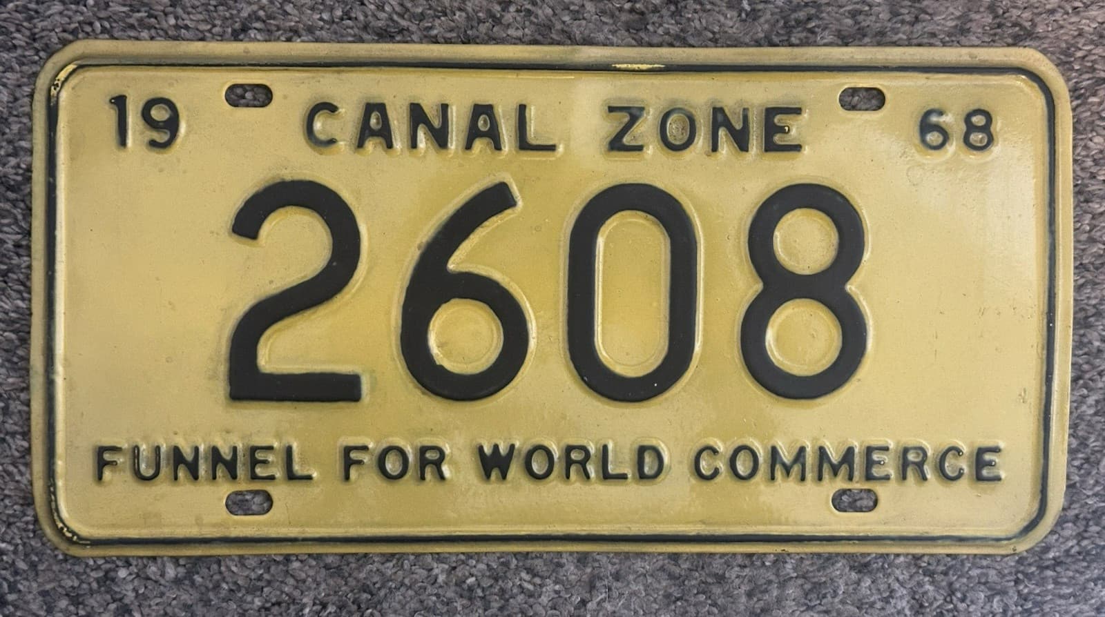 CANAL ZONE - 1968 Vehicle license plate  PANAMA - All original GREAT CONDITION 4