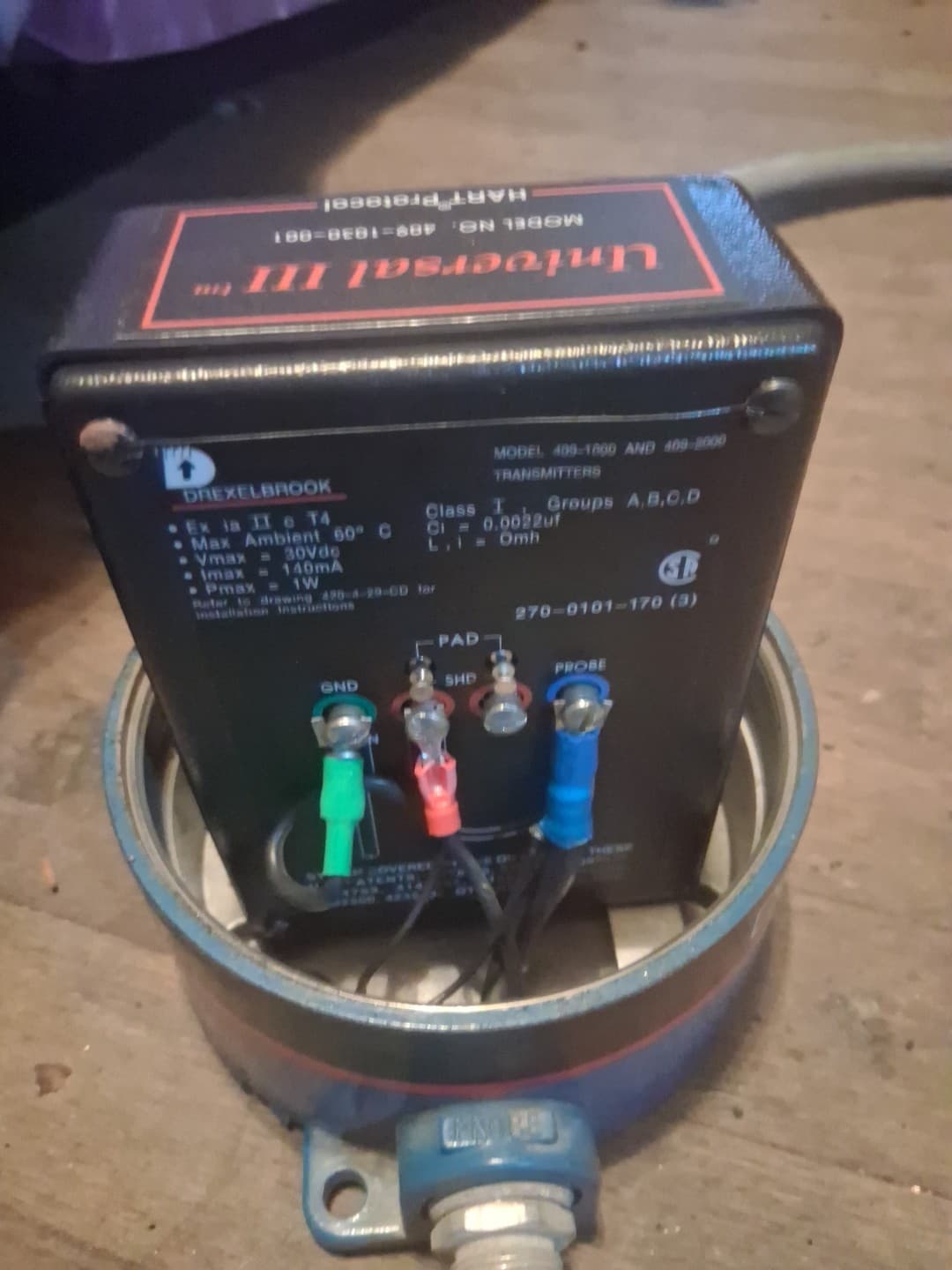 This is a Drexelbrook transmitter sensor. 5