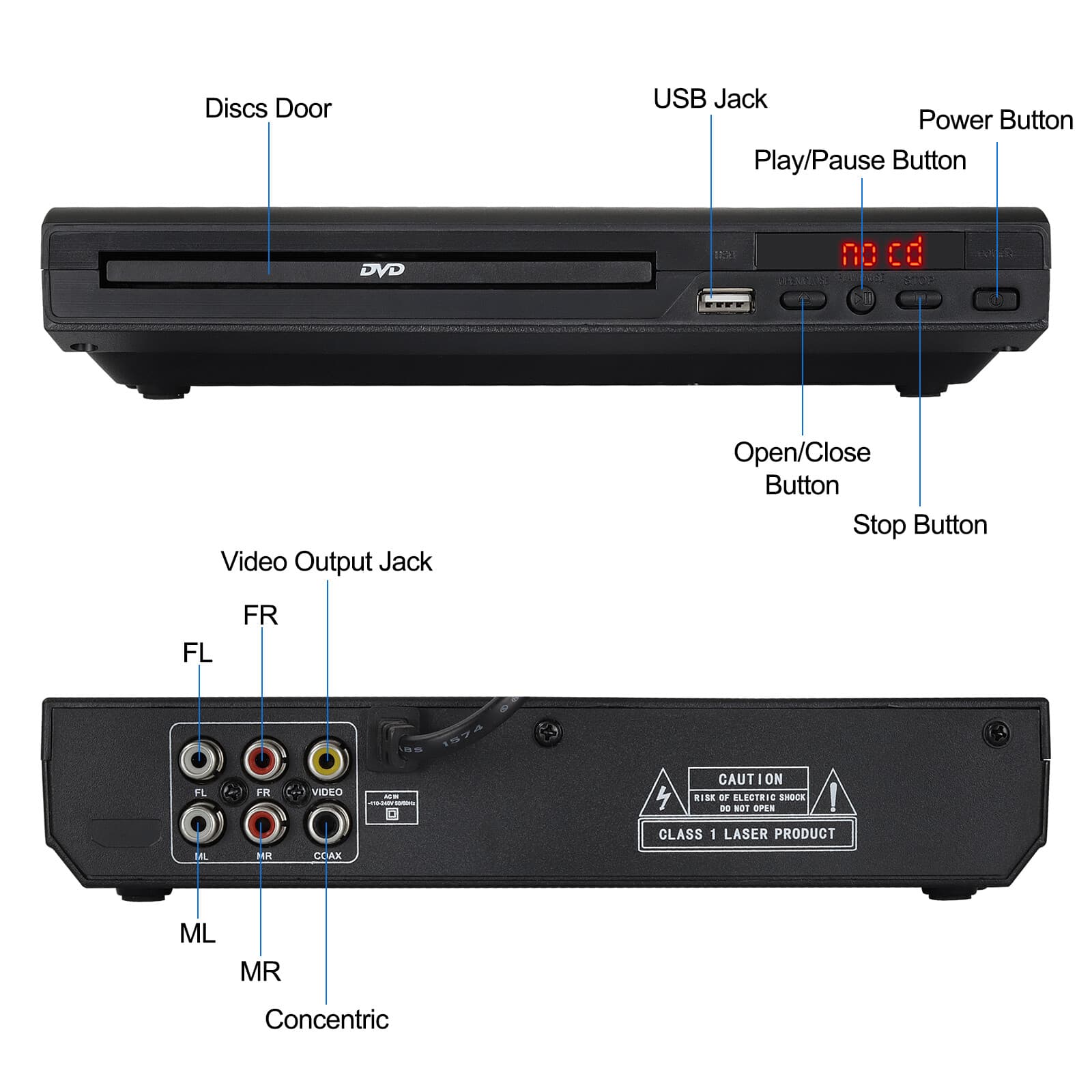 DVD Player All Region Free DVD CD Disc Player AV Output USB Remote Control P1H9 4