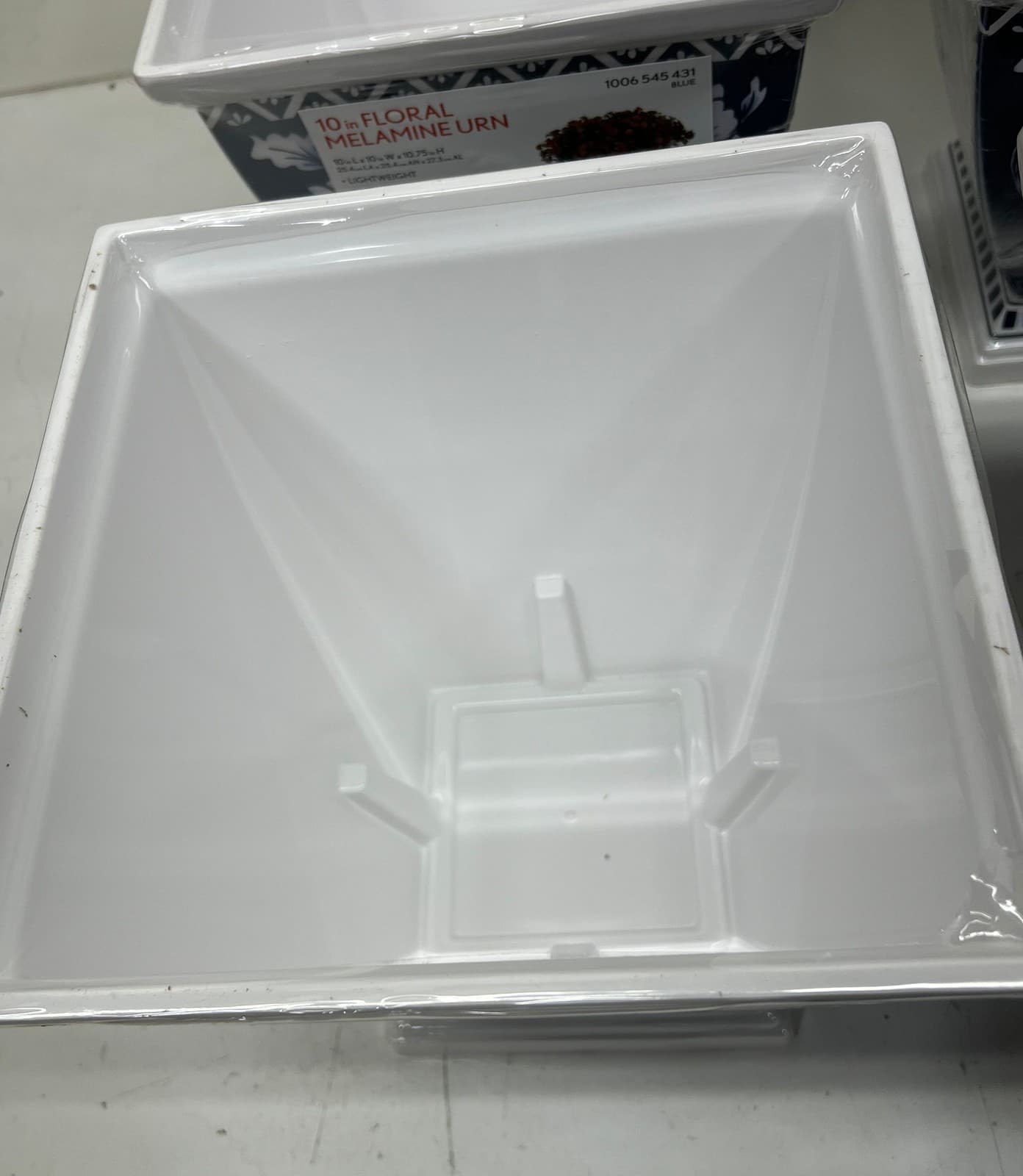 LOT OF (4) 10 in. Square Blue Flowering Vine Melamine Urn Planter New 3