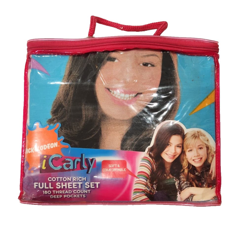 Nickelodeon iCarly Full Sheet Set NEW RARE 4 Piece Flat Fitted Pillowcases 2009 2