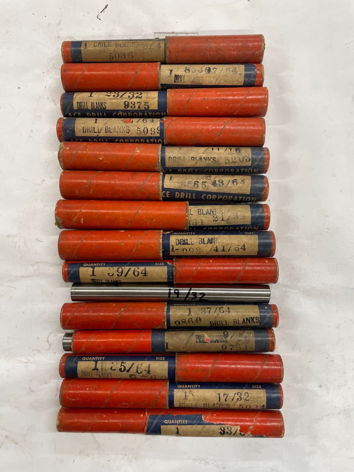 Lot of 15 Ace Drill Blanks Sizes 33/64" - 3/4" Drill Blank Ace Drill Corporation