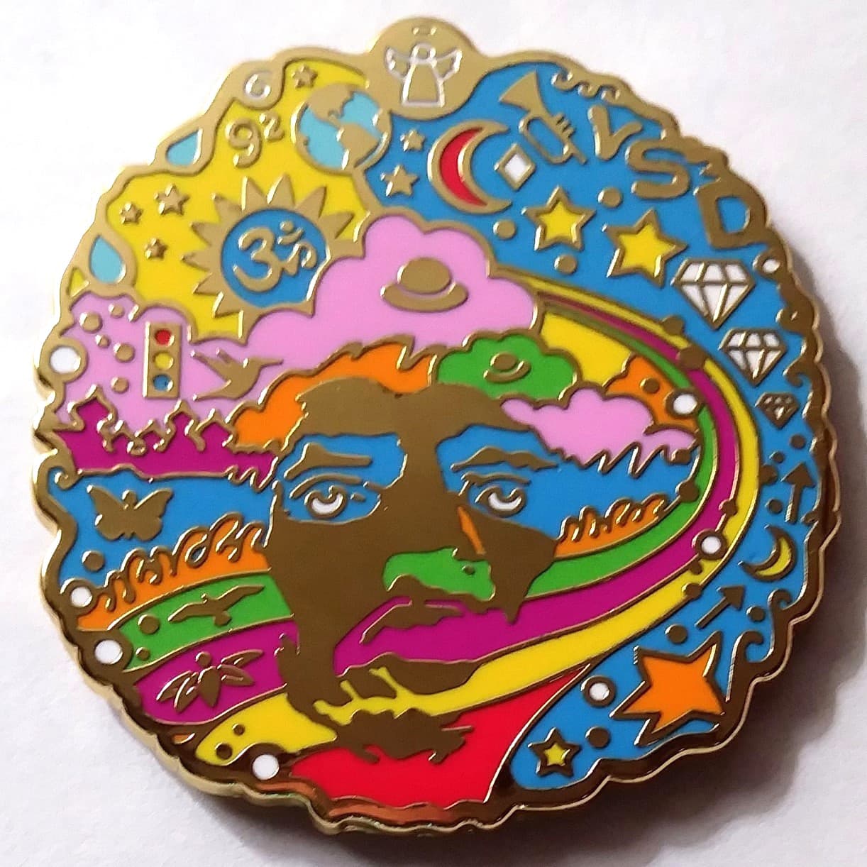 Jimi Hendrix RAINBOW PIN GOLD Plate V3.3 LE100 26 Song LSD Rare Christmas Gift 2