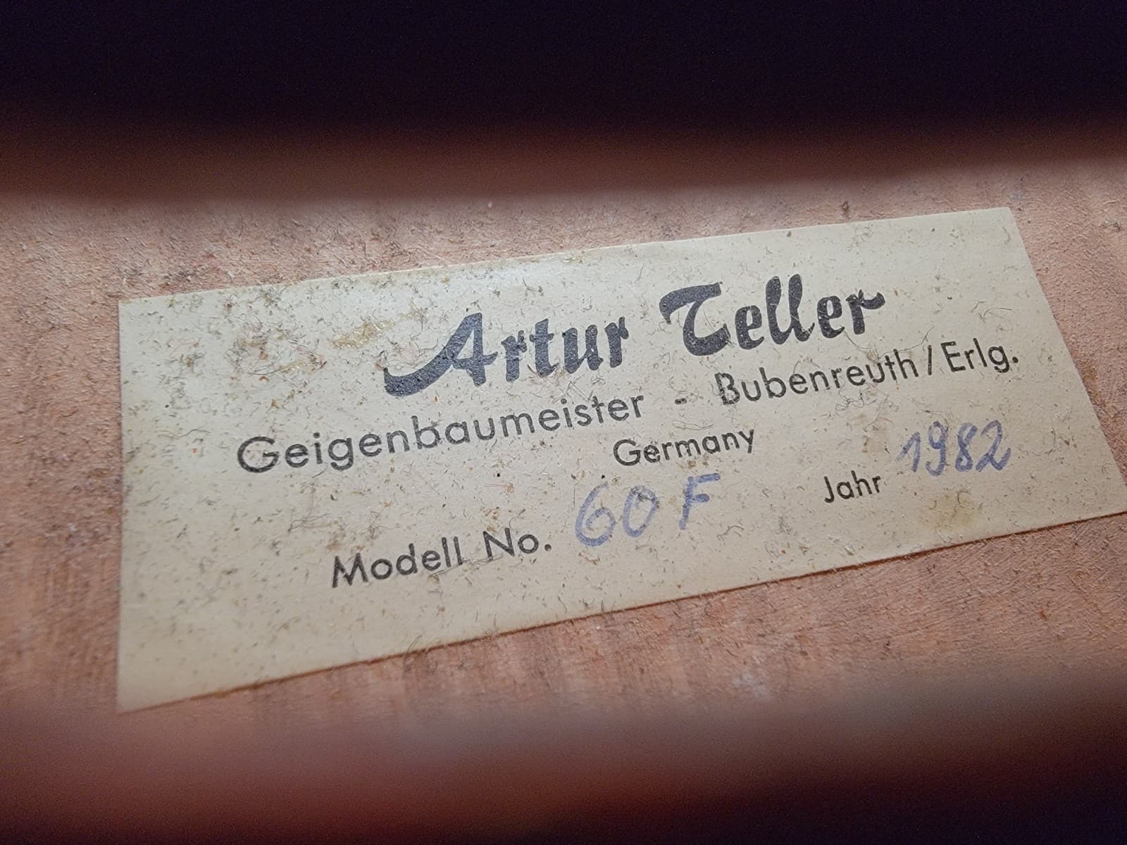 Artur Teller 1982 Germany model 60F  4/4 Violin For Repair #4758 5