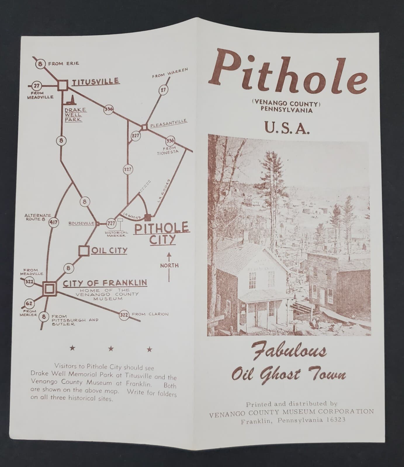 1970s Pithole City Pennsylvania PA Venango Co Ghost Town Vintage Travel Brochure 3