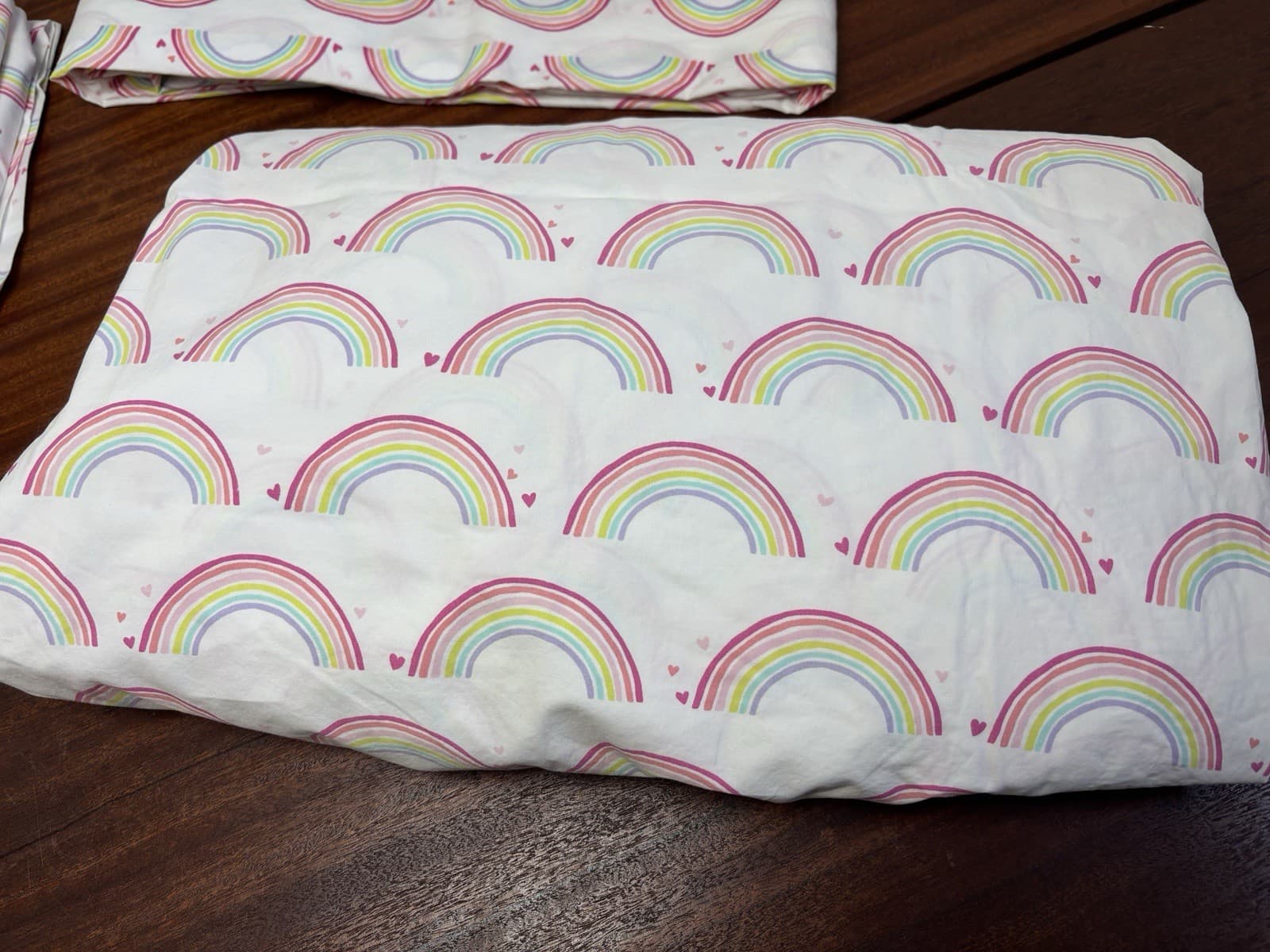 Pottery Barn Kids Pastel Rainbow Hearts Full Size Sheet Set 2