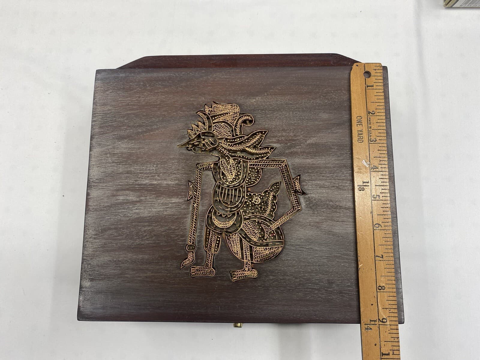 INDONESIAN COPPER BATIK TJAP STAMP ON WOODEN BOX 6