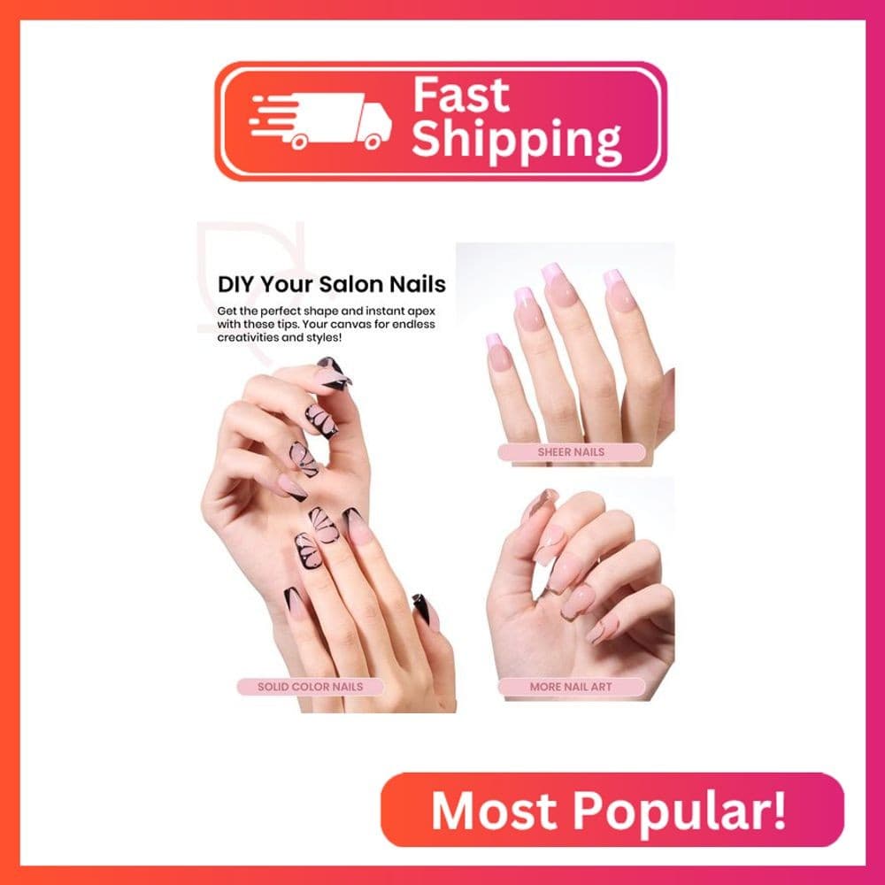 Beetles Tipex Instant Apex Nail Tips Short Coffin, 192pcs Pre-Building & Pre-Etc 2