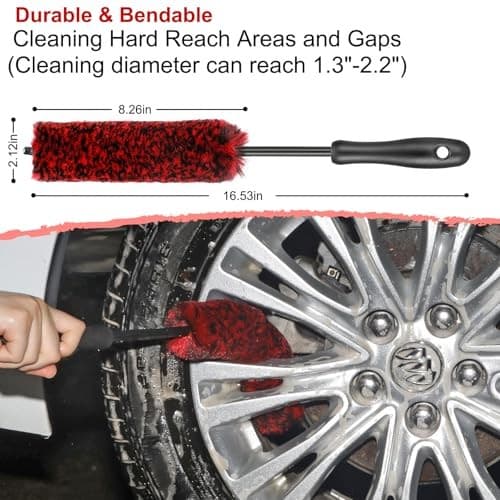 Car Wheel Rim Tire Brush Set, Detailing Wash Kit, Long Soft Detail Brushes  4