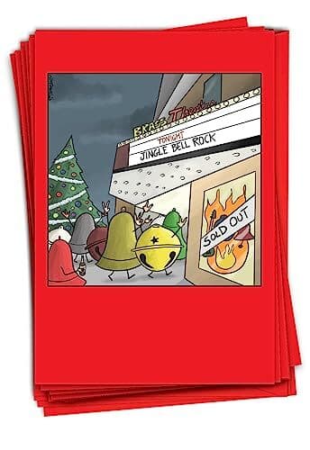  12 Humorous Christmas Greeting Cards Boxed Set with 5 x 7 Inch Bell Rock 2