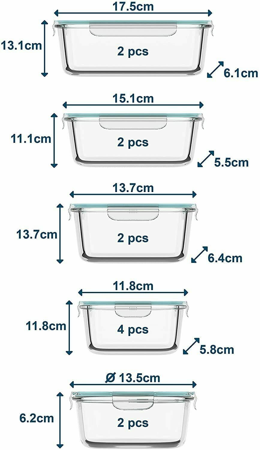 Razab Glass Food Storage Containers with Airtight Lids Microwave Safe, Set of 24 2