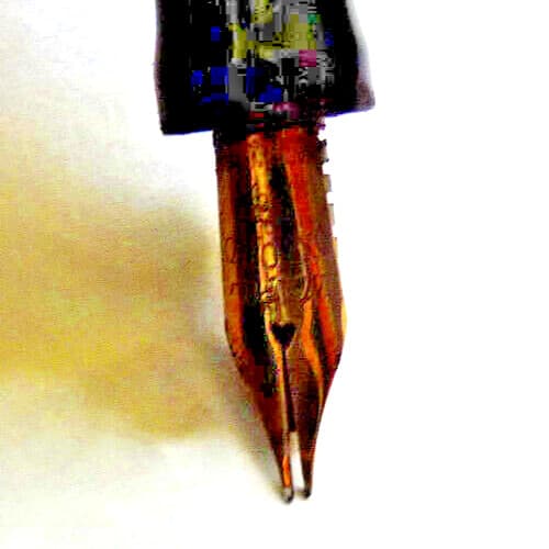 Wahl-Oxford Red Marble Lever fill Fountain Pen-flexible medium--working 6