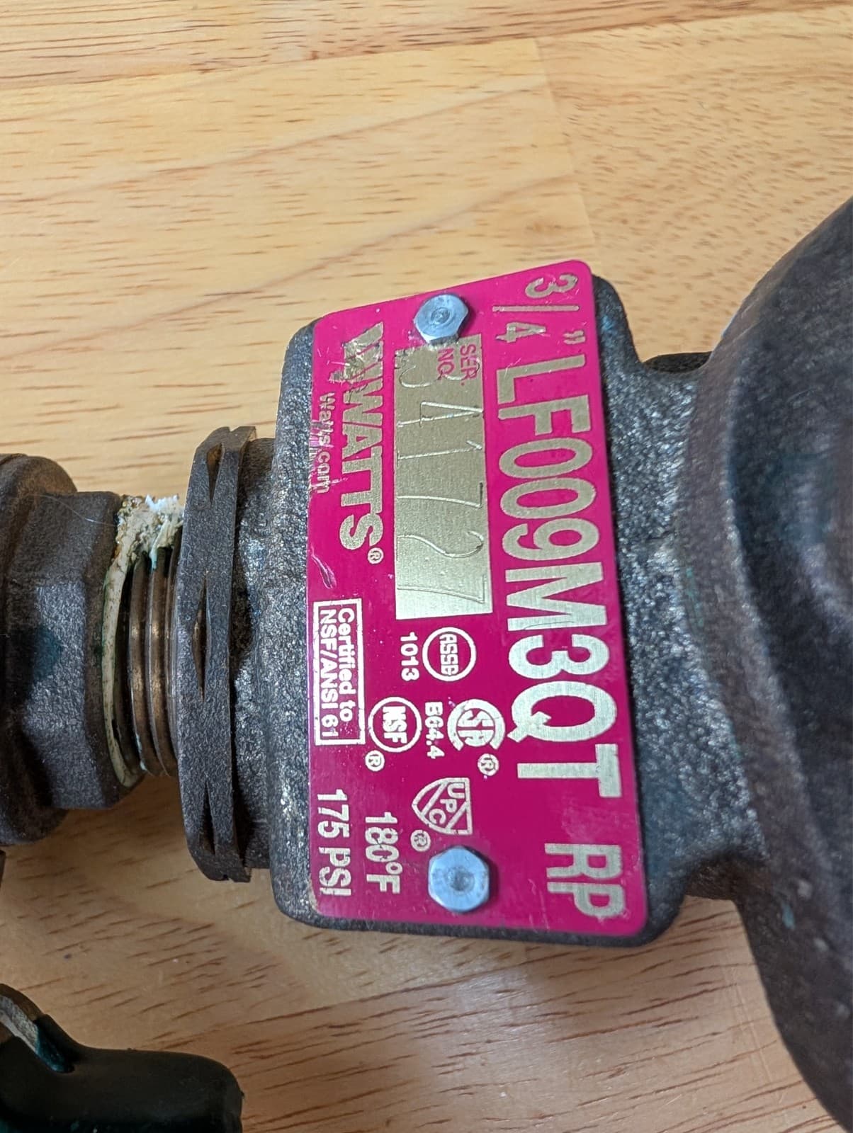 3/4” Watts LF009M3QT Reduced Pressure Backflow preventer- USED Excellent 5