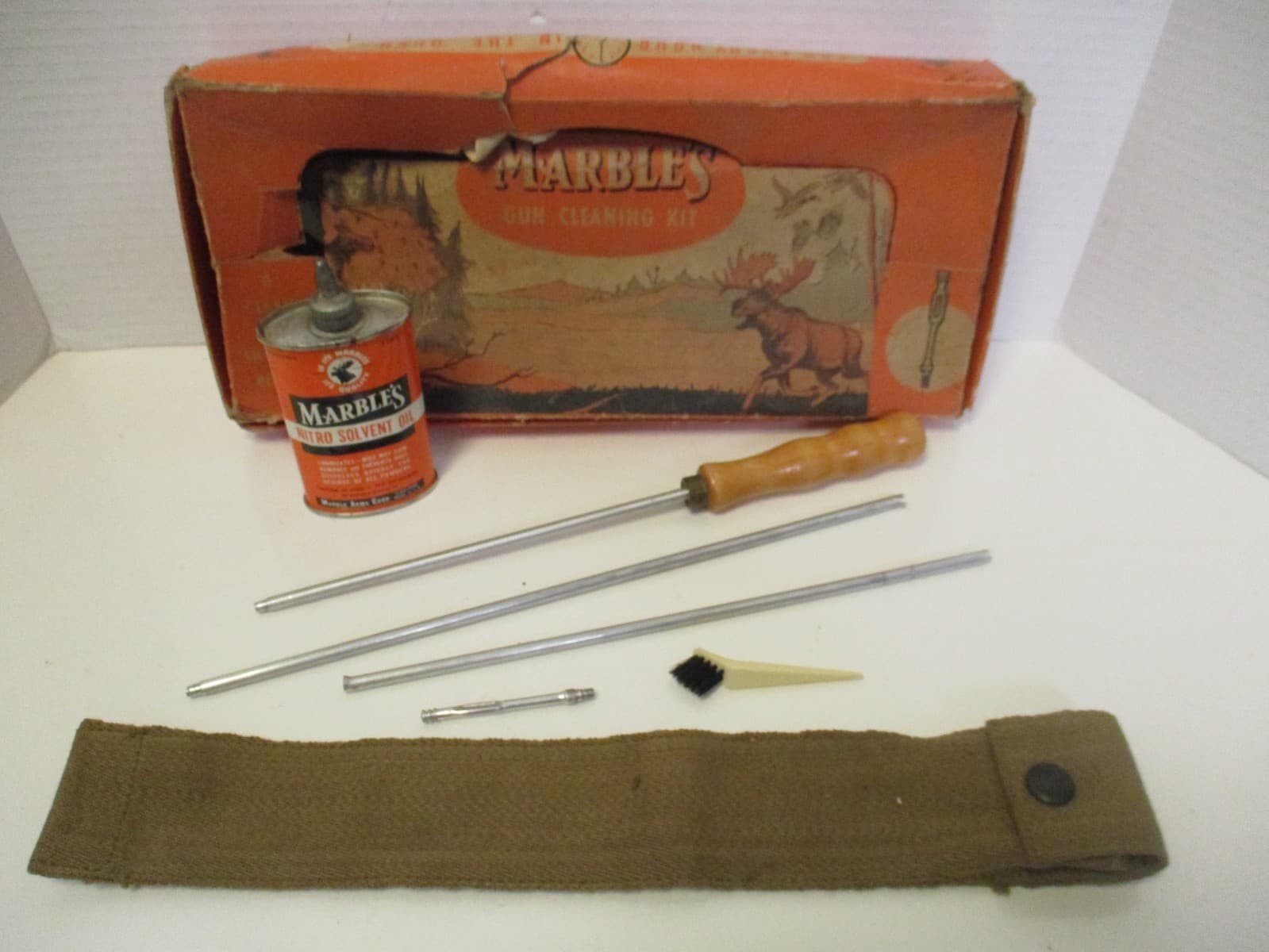 Vintage Marble's Gun Cleaning Kit with Very Nice Nitro Solvent Oil Can