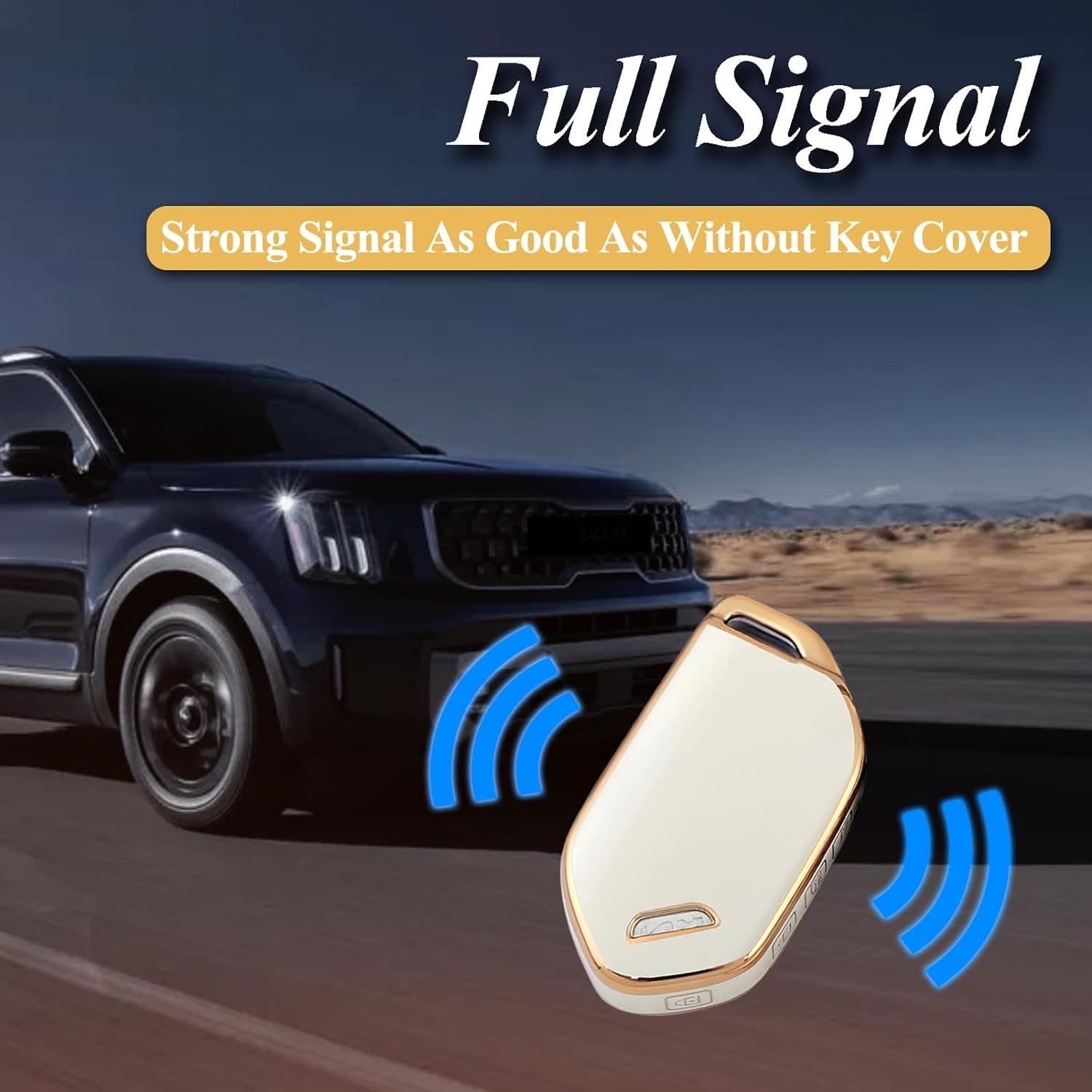 Key Fob Cover with Leather Keychain, Premium TPU Key Case Shell Black-gold 4