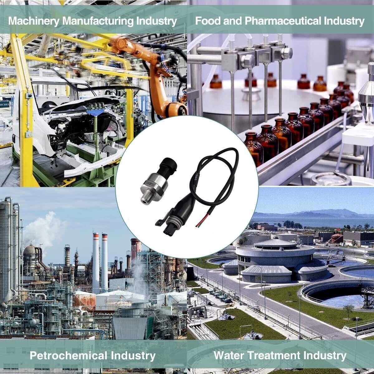 UNIVERSAL 5V PRESSURE TRANSDUCER SENDER 150 PSI OIL FUEL AIR WATER W/ CONNECTOR 6