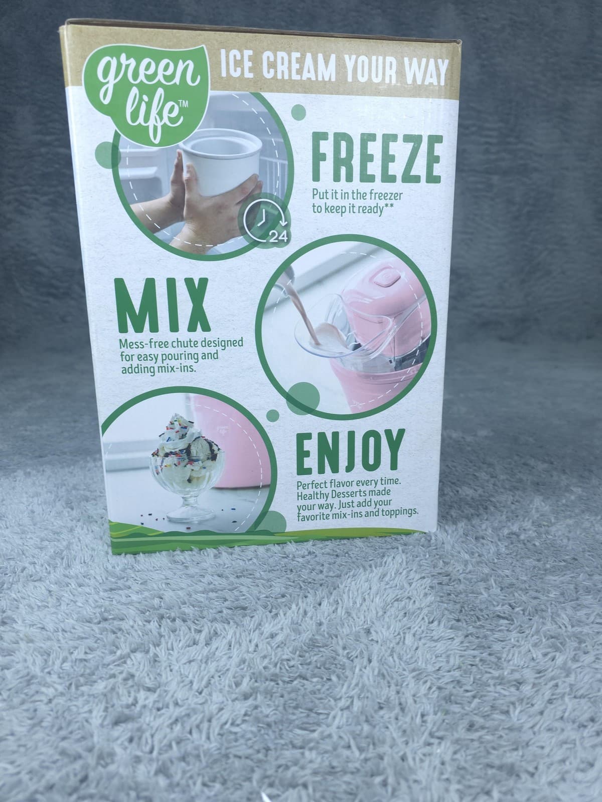 GreenLife Scoop Express Ice Cream Maker 1.5QT Pink Sorbet Frozen Yogurt New Box 4