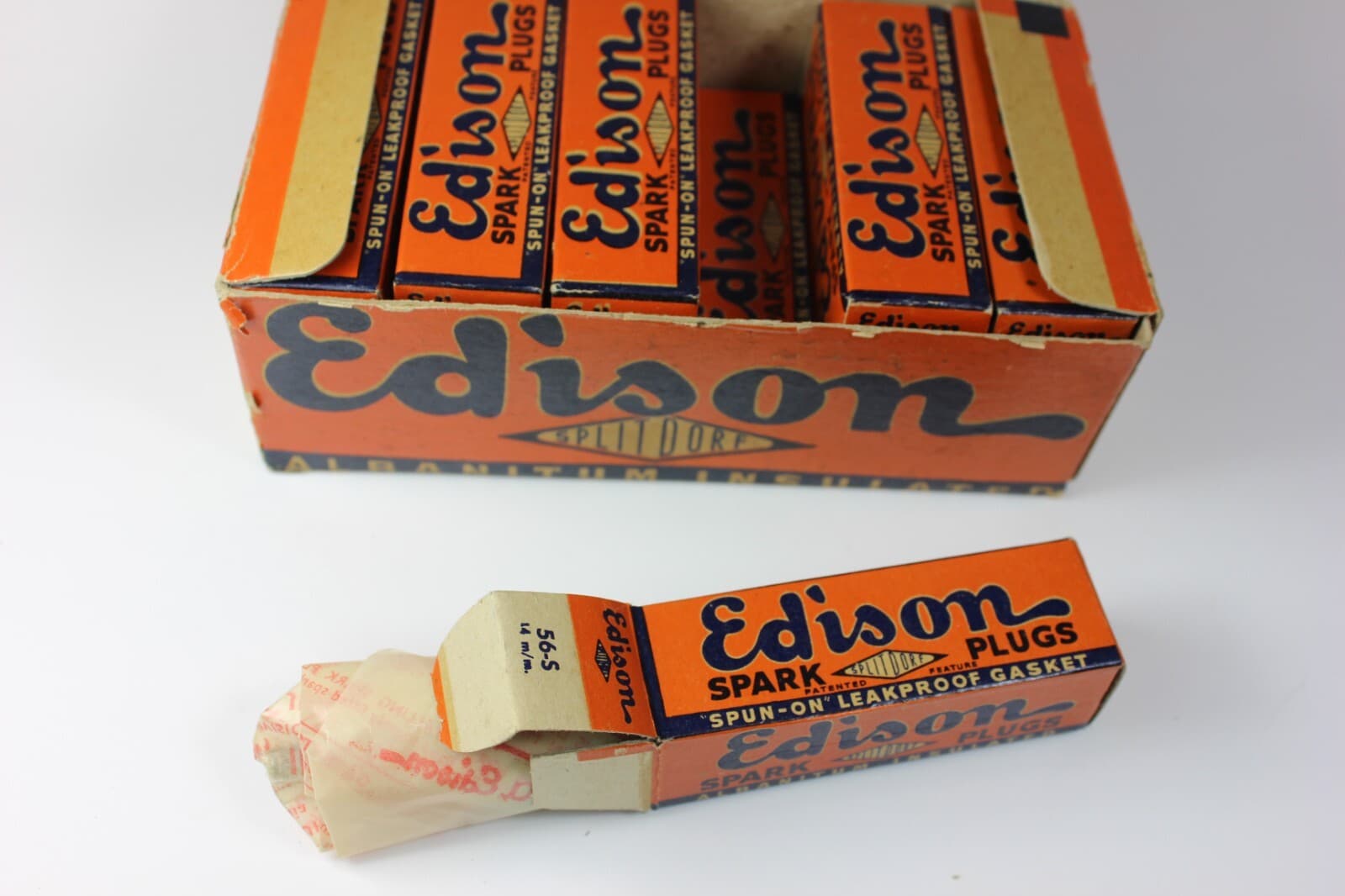 Thomas EDISON Splitdorf Spark Plugs - FULL Box (12) Factory Sealed NOS - RARE ! 3