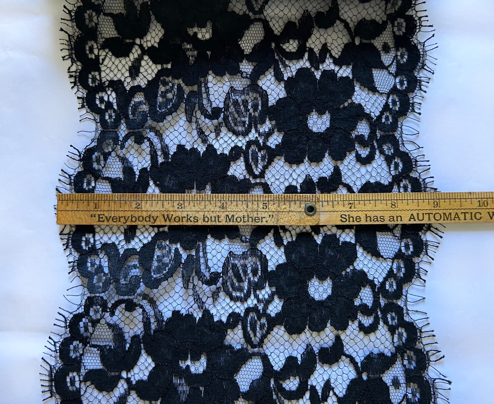 36 Yards Vintage Eyelash Lace NOS on Orig Bolts 10-12" Wide Bridal Ivory  Black 6