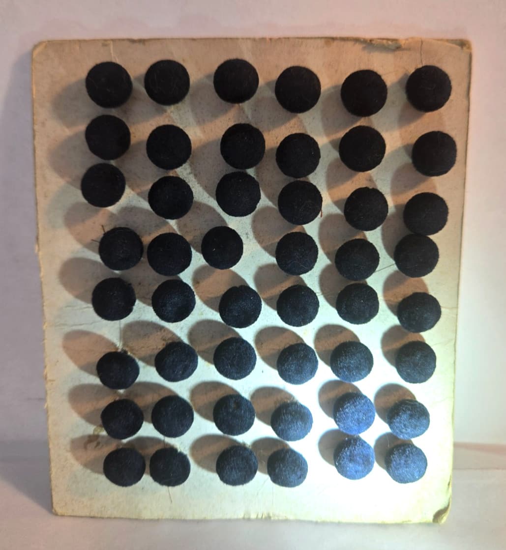 antique,19th C,NEW OLD STOCK,48 VELVET 'DARK BLUE' CLOTH / METAL SHANK,BUTTONS 2