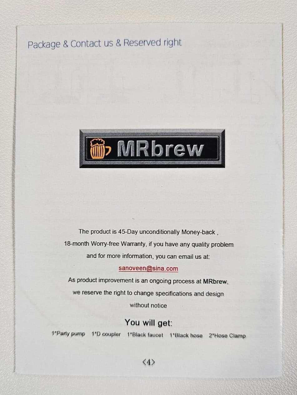 Mr. Brew Keg Party Pump D Coupler New Open Box 5