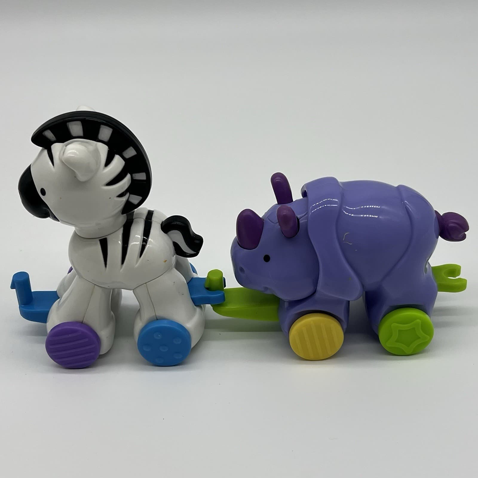 Fisher-Price Amazing Animals Zebra and Rhinoceros Train Cars Lot Of 2