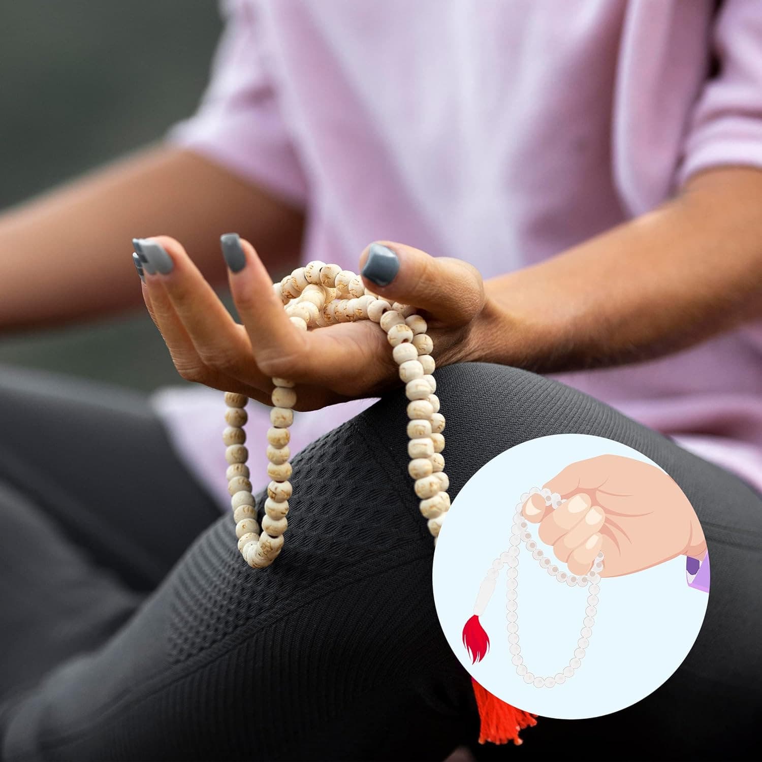 Set of Tulsi Holy Basil Jaap Jap Mala Beads and 2 Japa Mala Bag Gomukhi Japa Bag 4