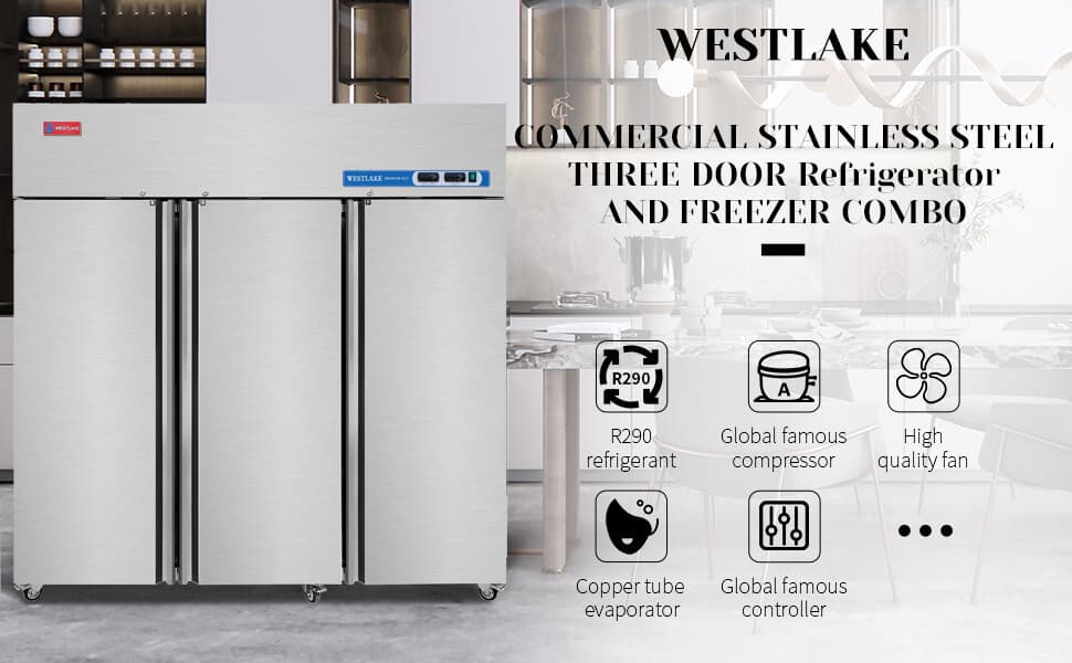 Commercial Refrigerator Freezer Combo, 3 door 72" Fridge Freezer Combination 6