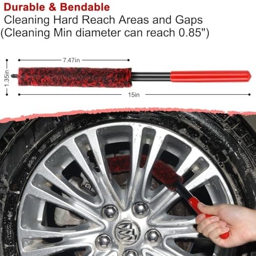 Car Wheel Rim Tire Brush Set, Detailing Wash Kit, Long Soft Detail Brushes  5