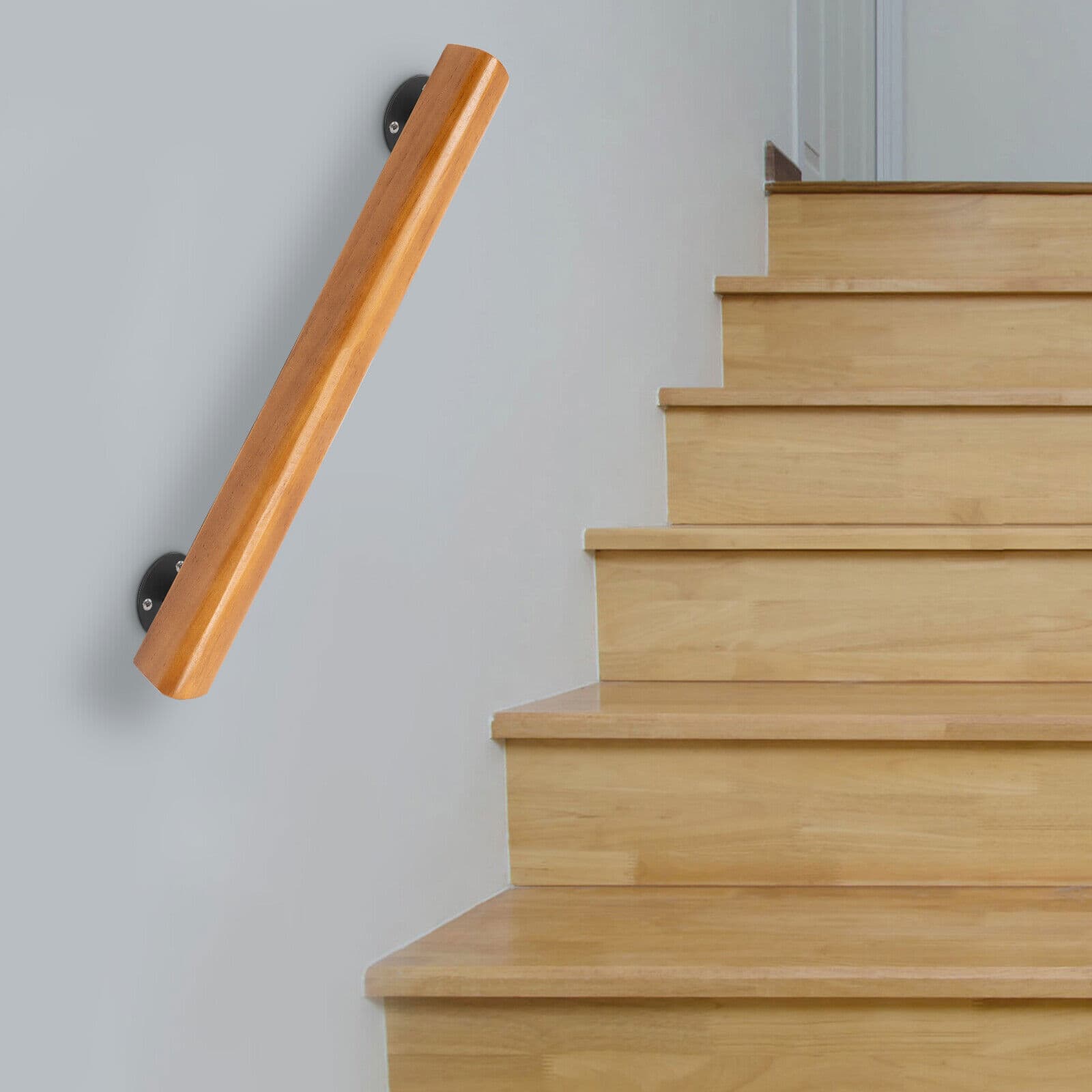 Wood 2 FT Handrail For Steps Stair Railing Hand Rail Wall-mounted Indoor Rail 4