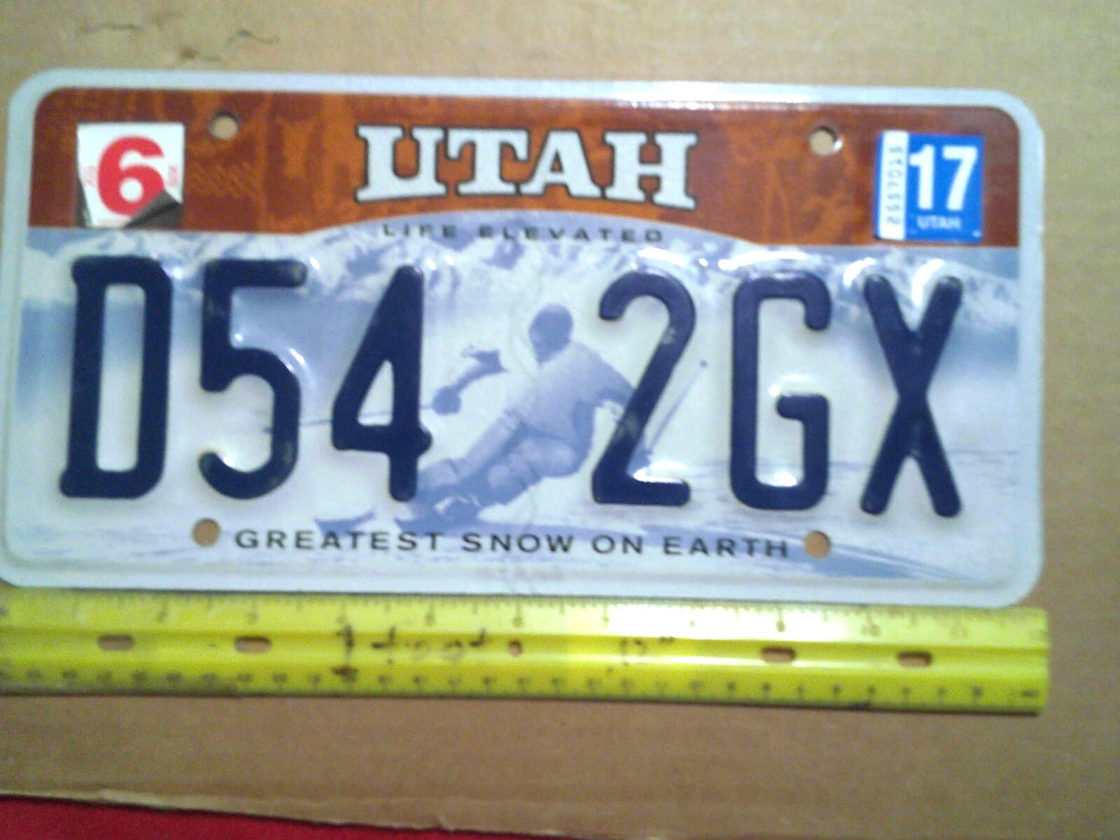 *License Plate, Utah, Life Elevated, Greatest Snow on Earth, D54 2GX