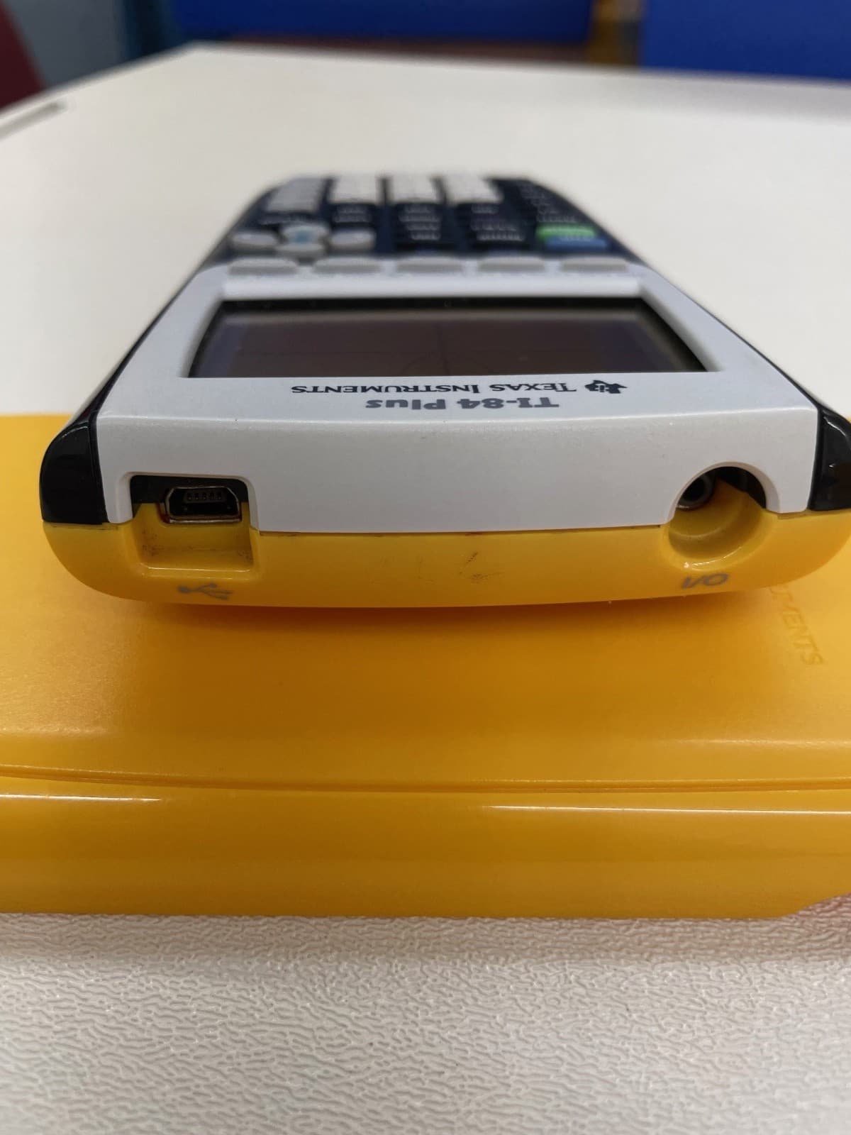 Texas Instruments TI-84Plus Graphing Calculator with School Property markings. 4