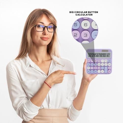 Purple Calculator, UPIHO Standard Calculator 12 Digit with Large LCD Display  5