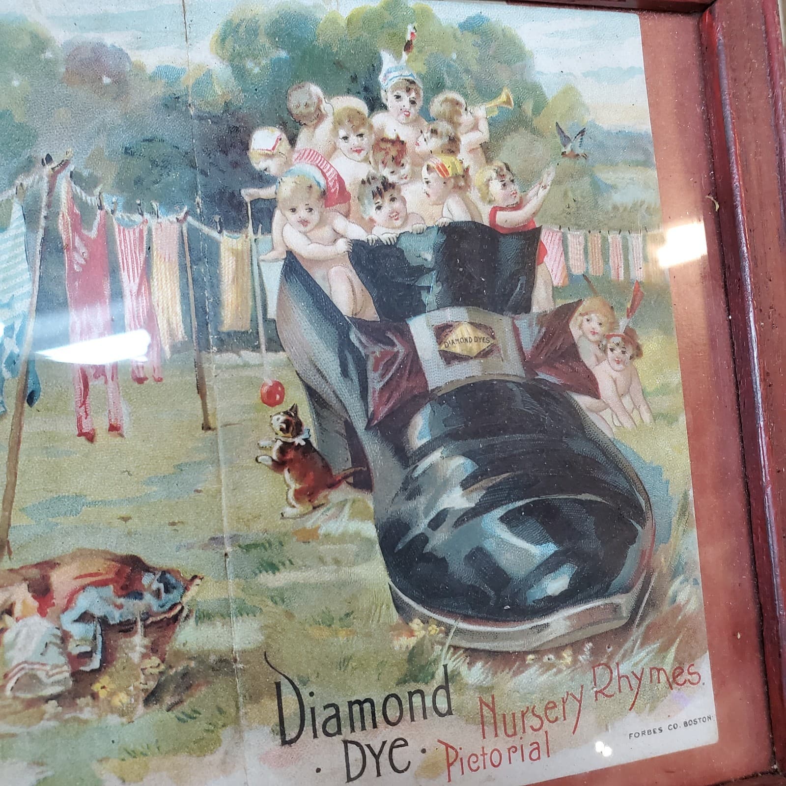Diamond Dye Nursery Rhymes Pictorial Framed Wall Art FORBES Co. Boston  Nice! 5