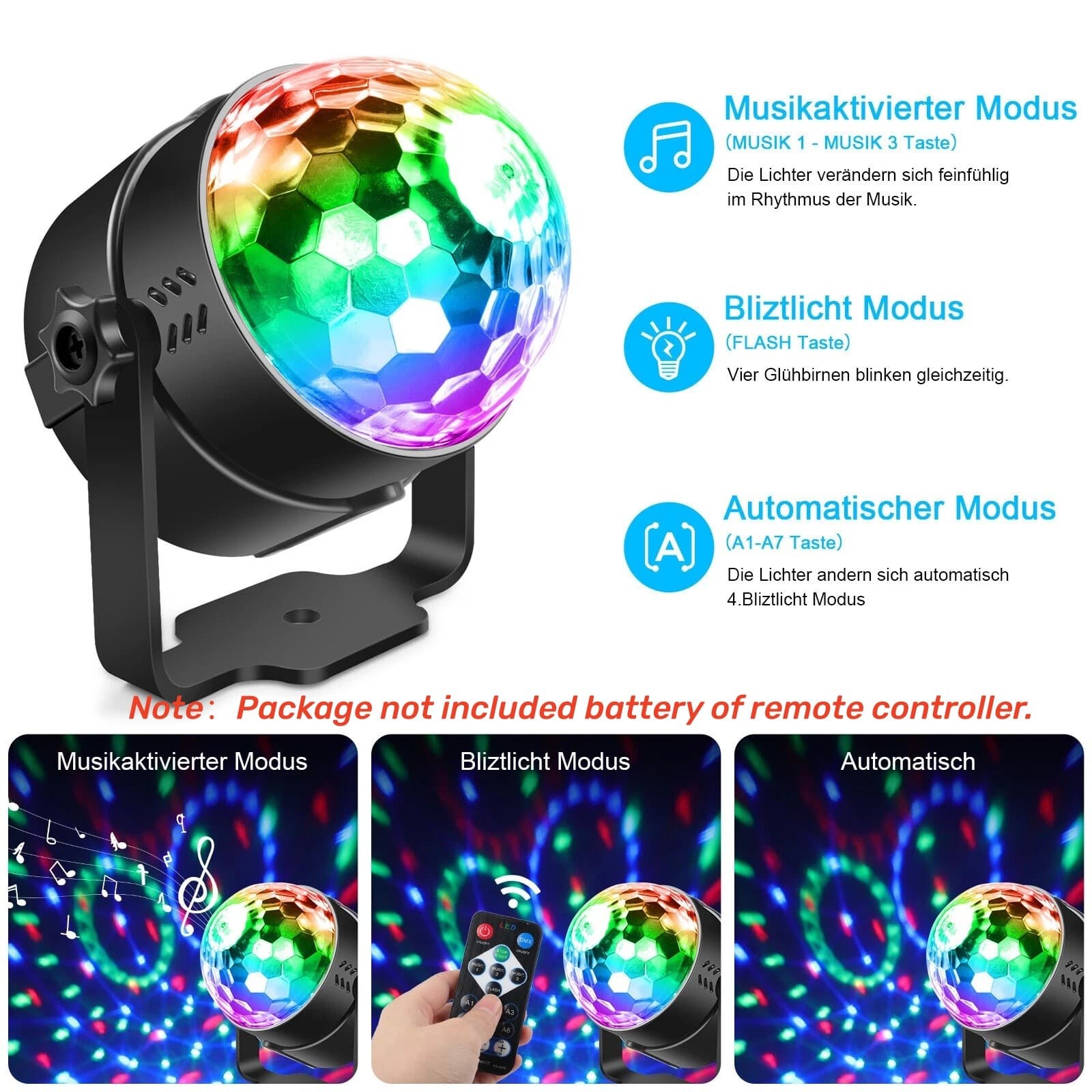 Party Magic Disco Ball Light LED Club RGB Rotating KTV Bar DJ Stage Light Remote 5