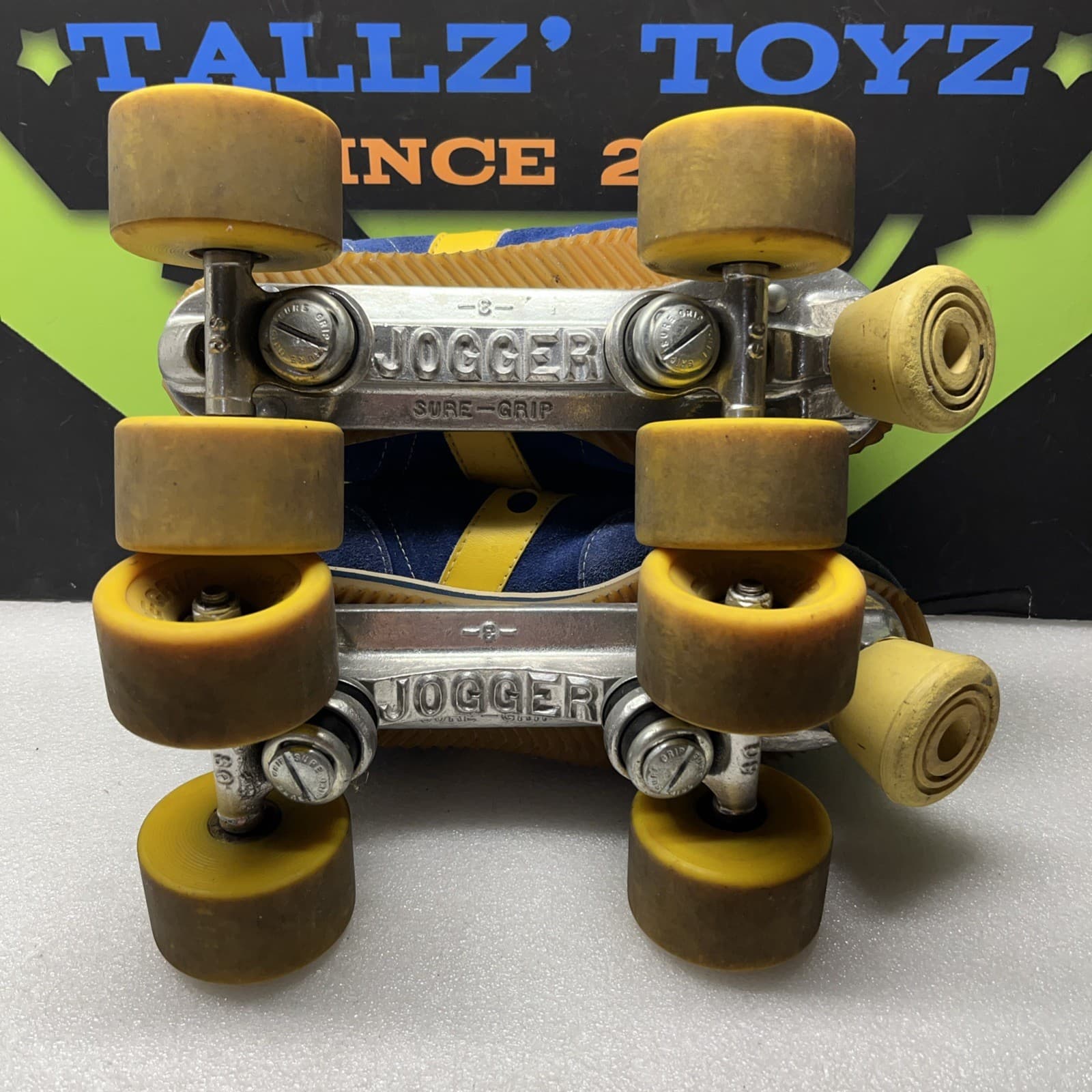 Vintage*Spot-Bilt Jogger*Roller Skates *Sure-Grip*Blue/Yellow Suede*SZ 6*Mexico 5