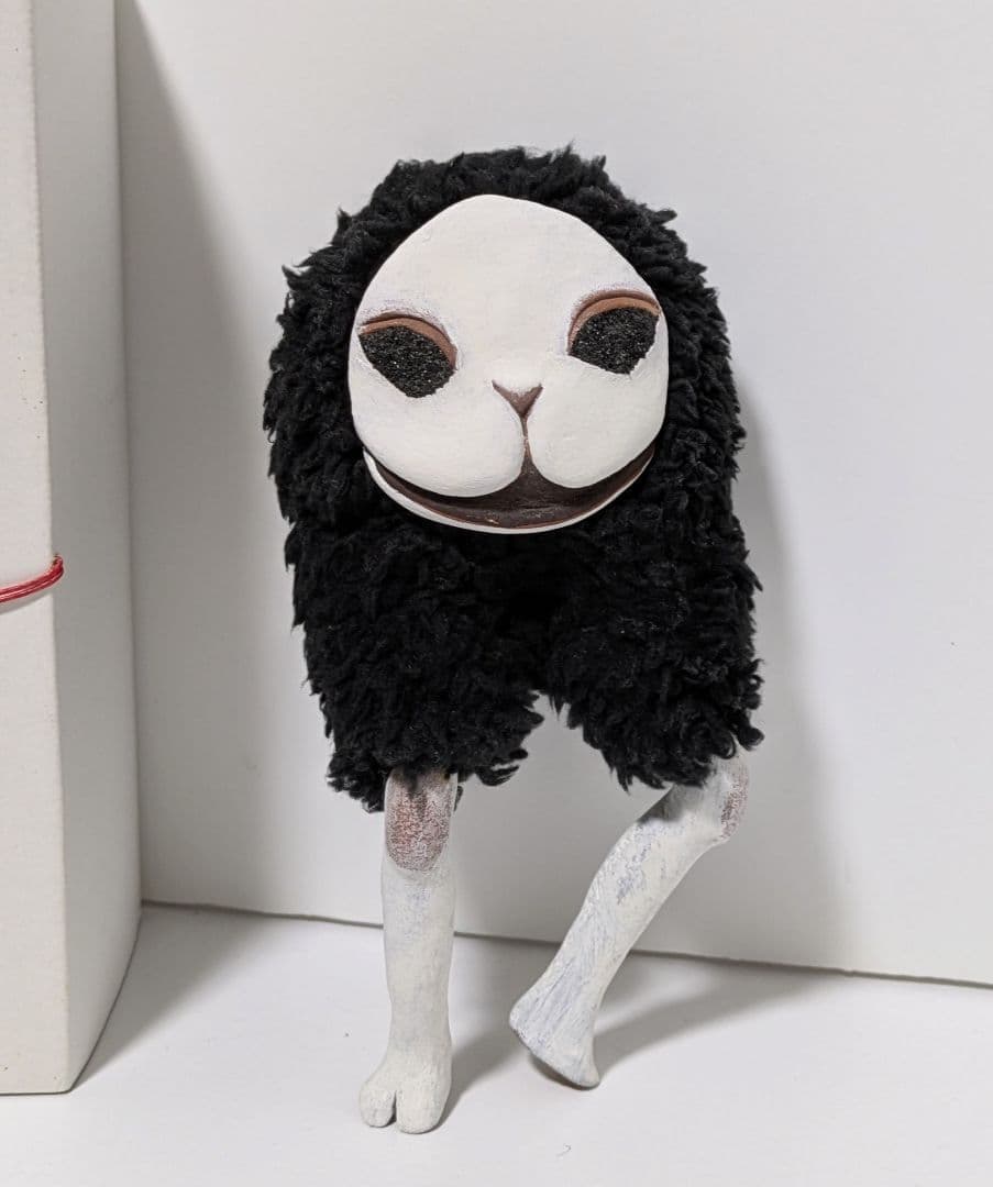 Yokai Inujima Black 3D Art Sculpture by Ishii Yoko Copper Sand Dark Tone 2