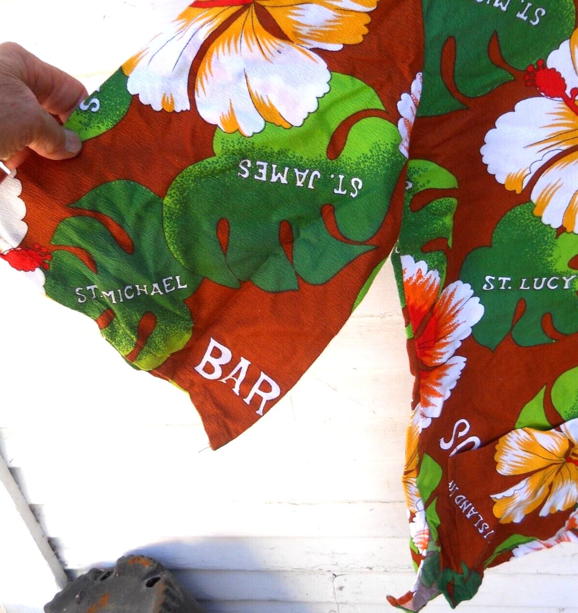 VINTAGE WOMEN'S BARBADOS ISLAND PRINT SHIRT SZ MEDIUM 100% COTTON MADE BY BAJAN 2