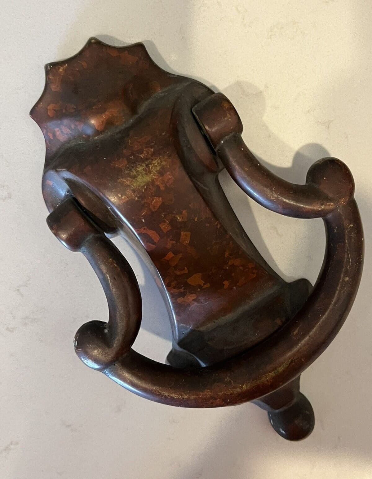 7"x4.5" ANTIQUE c.1882 VICTORIAN URN TORCHIERE ARCHITECTURAL SALVAGE DOORKNOCKER 2