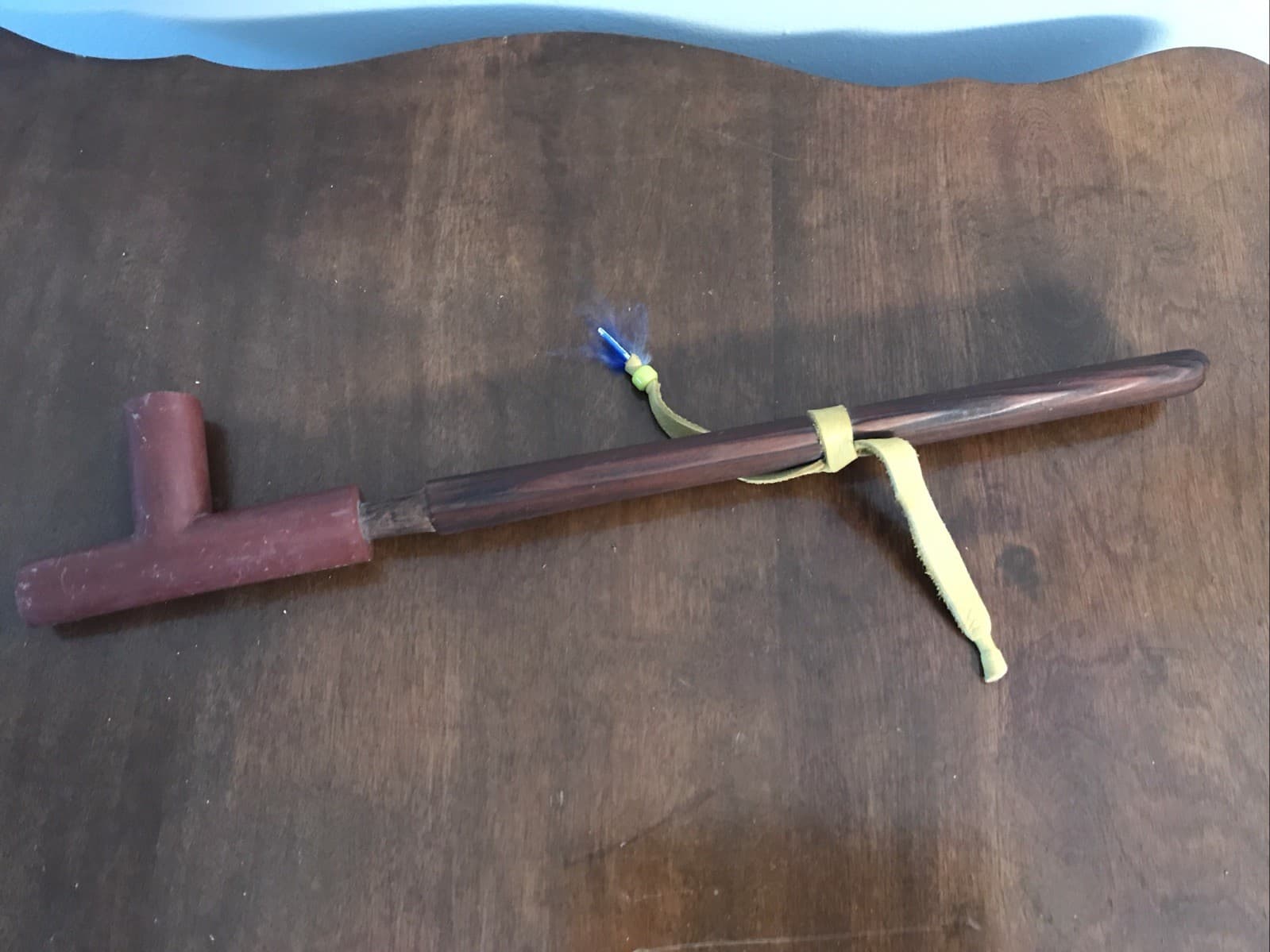 Catlinite T-Pipe Red Pipestone Minnetaġe Native American Minnesota