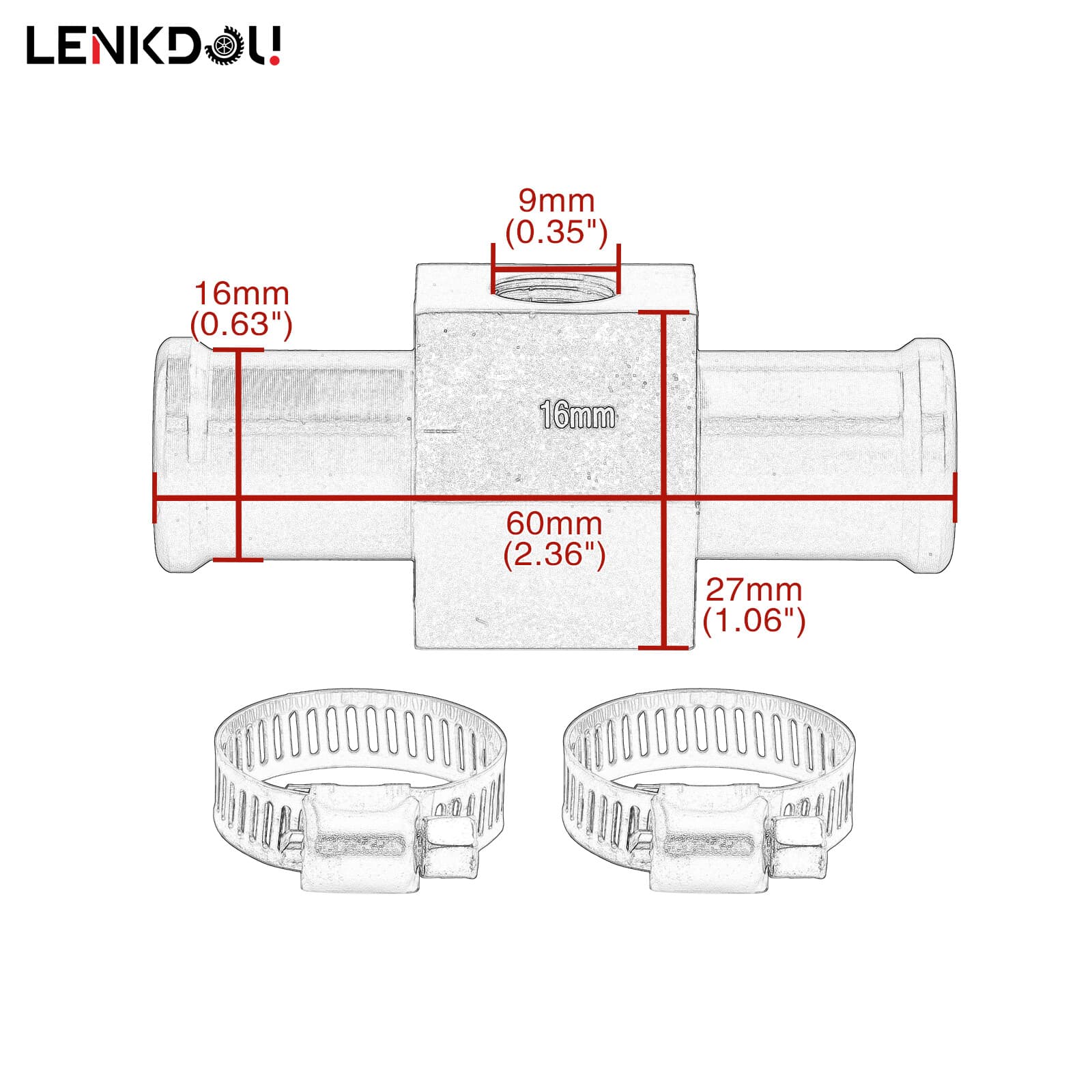 Water Temp Temperature Joint Pipe Sensor Gauge Radiator Hose Adapter 16mm-40mm 2